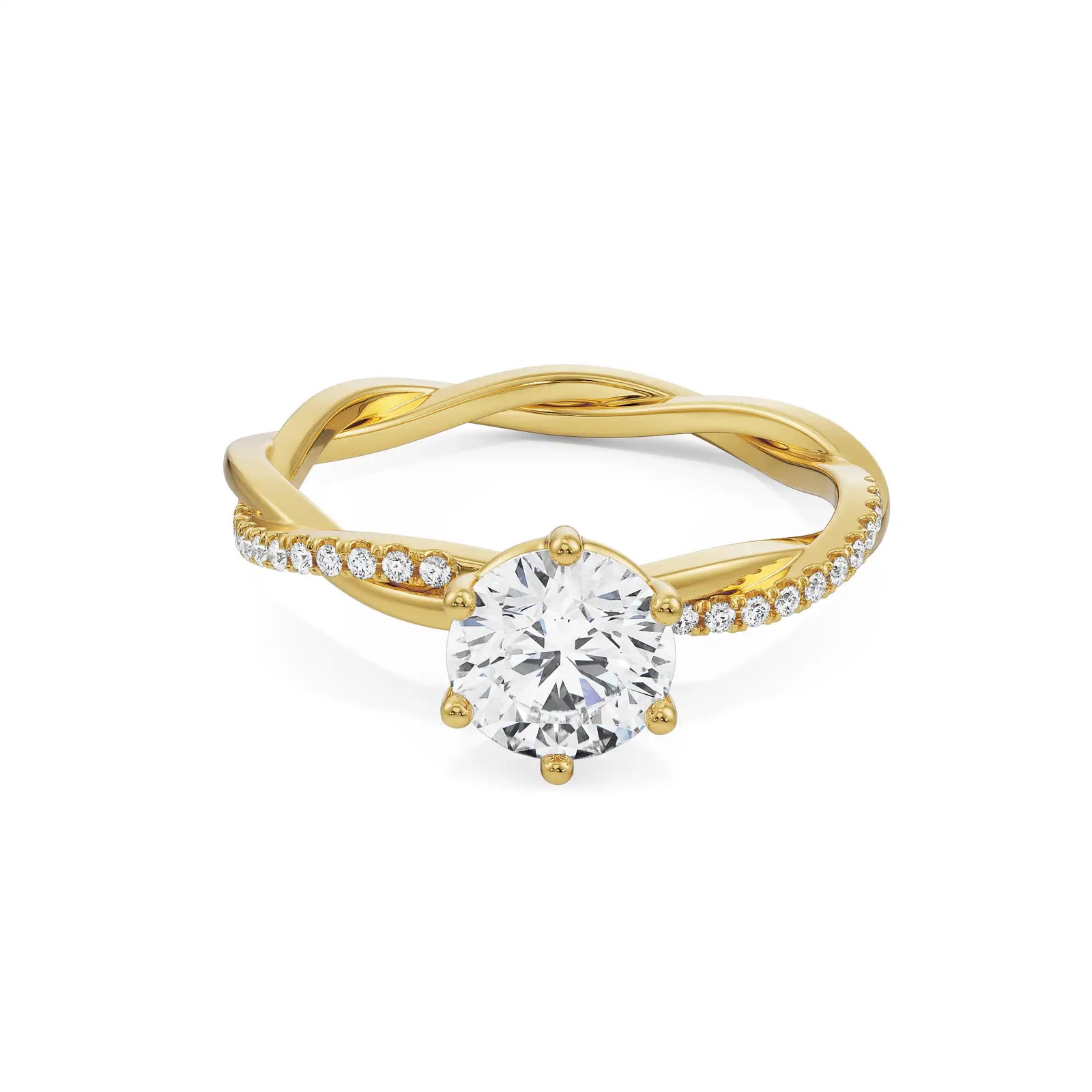 Twsited Sloane Round Diamond Ring Front View