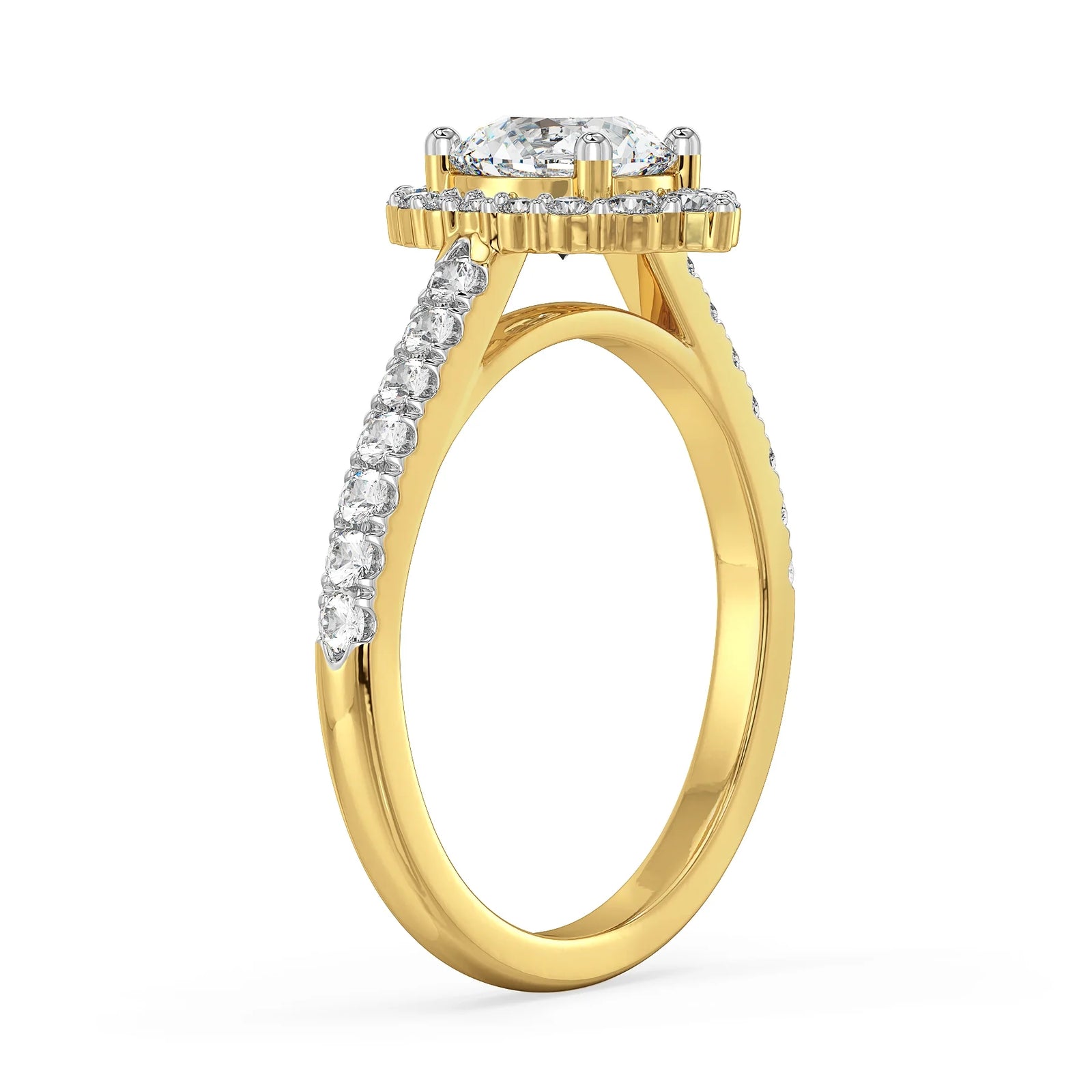 Fizy Halo Lab Grown Diamond Engagement Ring - side view