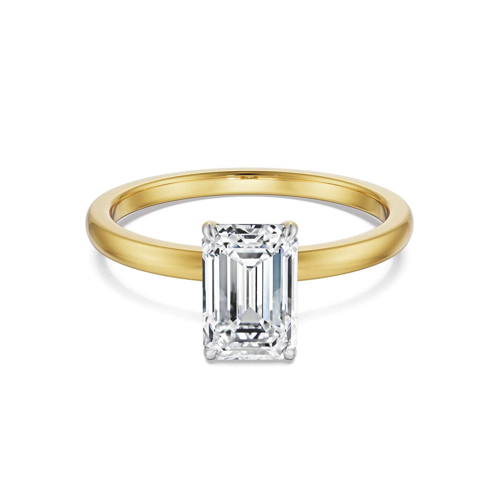 1 CT Emerald Solitaire Ring Front view in 9KT