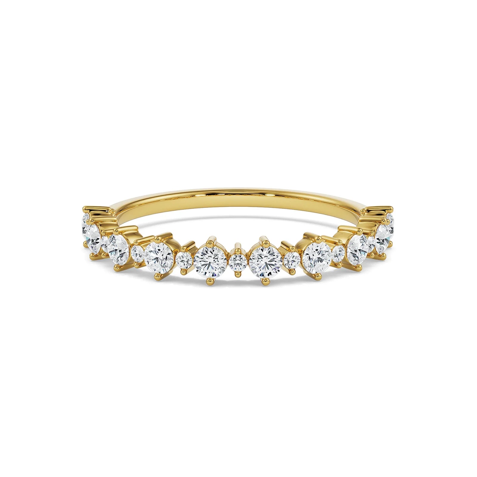 Wavy Diamond Band Front view in 9KT
