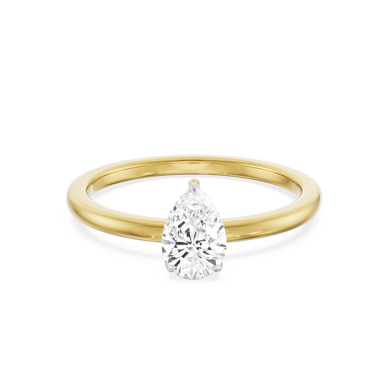 0.5 CT Pear Engagement Ring Front view in 9KT