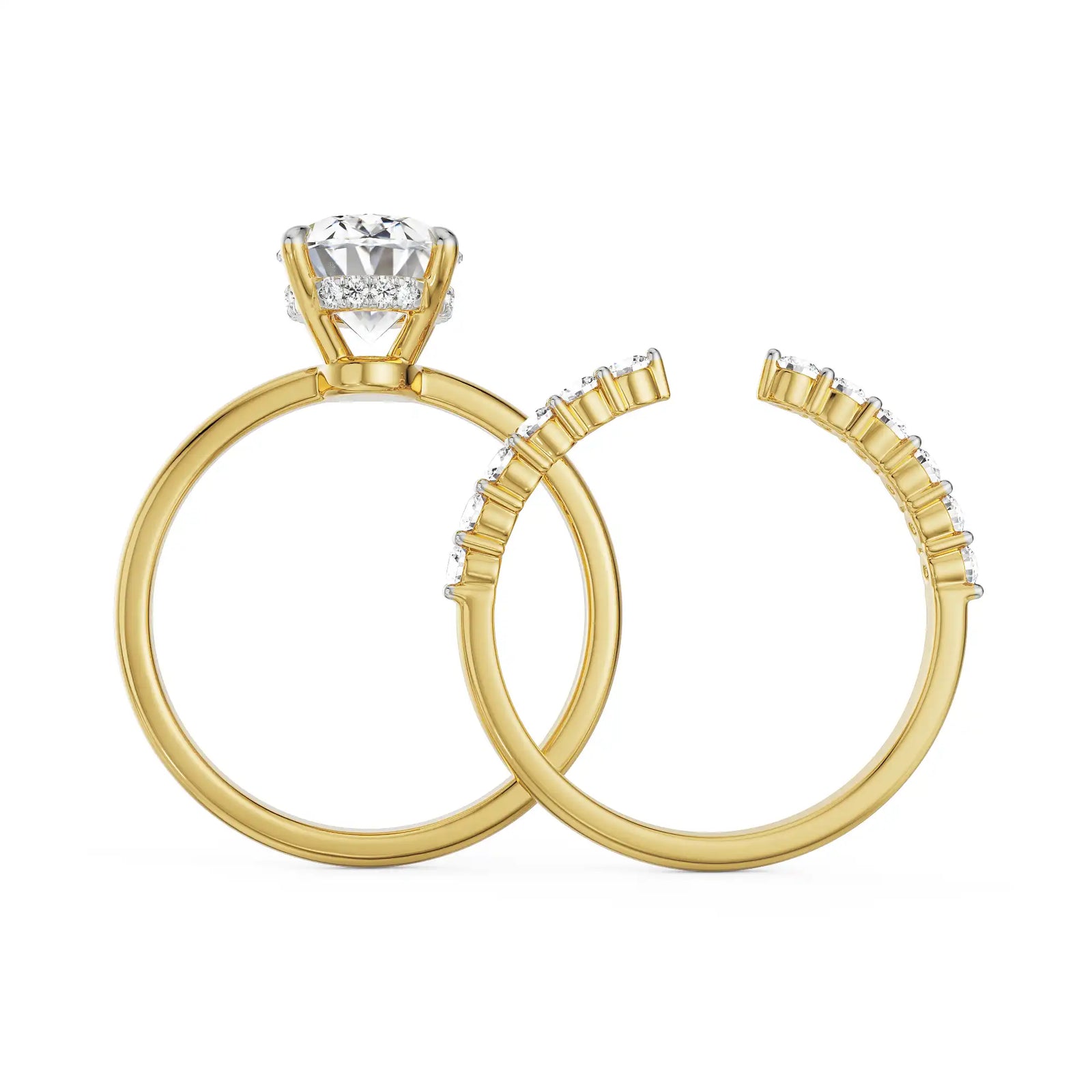 Oval Bridal Diamond Ring Set right view
