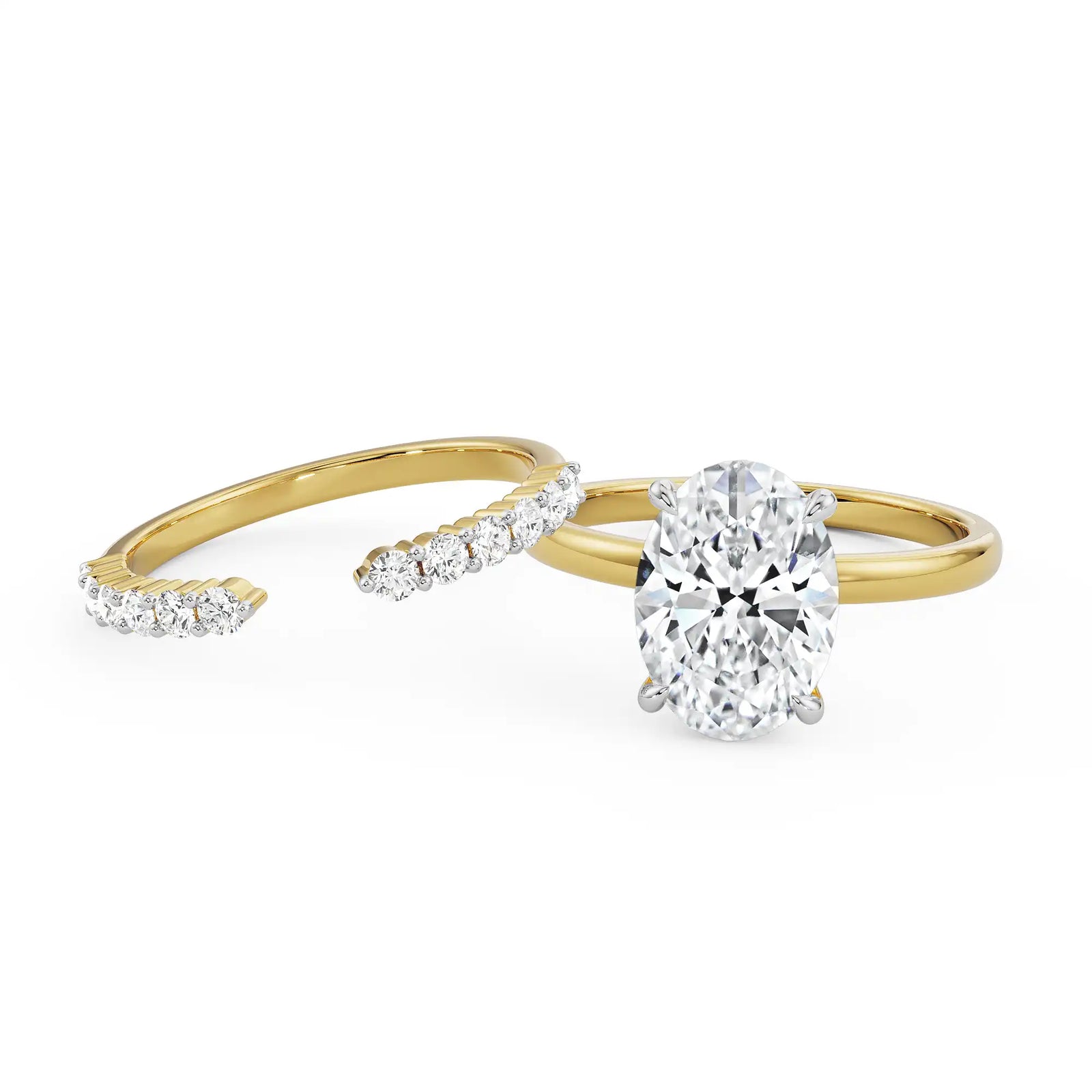 Oval Bridal Diamond Ring Set left view