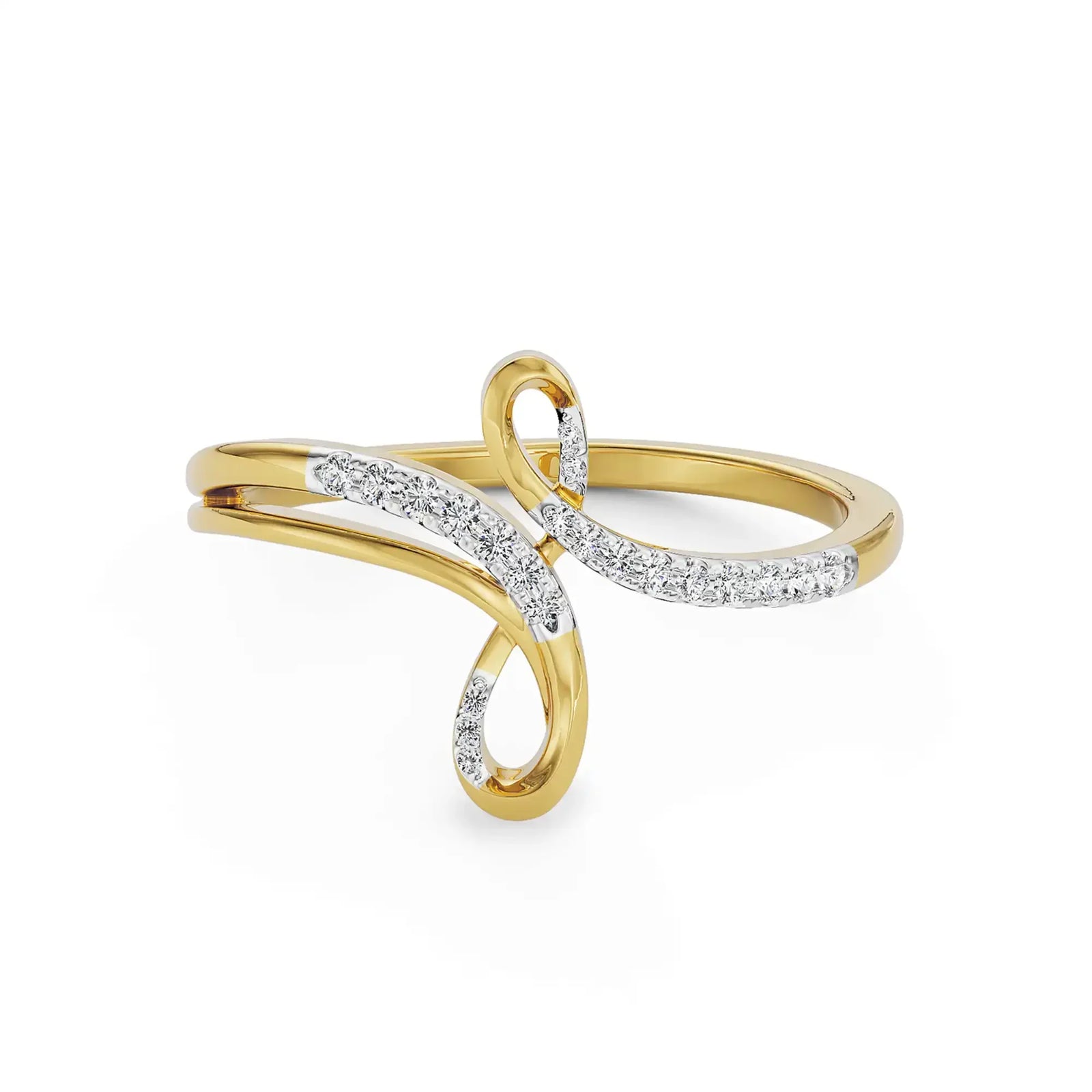 Minimalist Twisted Diamond Band front view in 9KT
