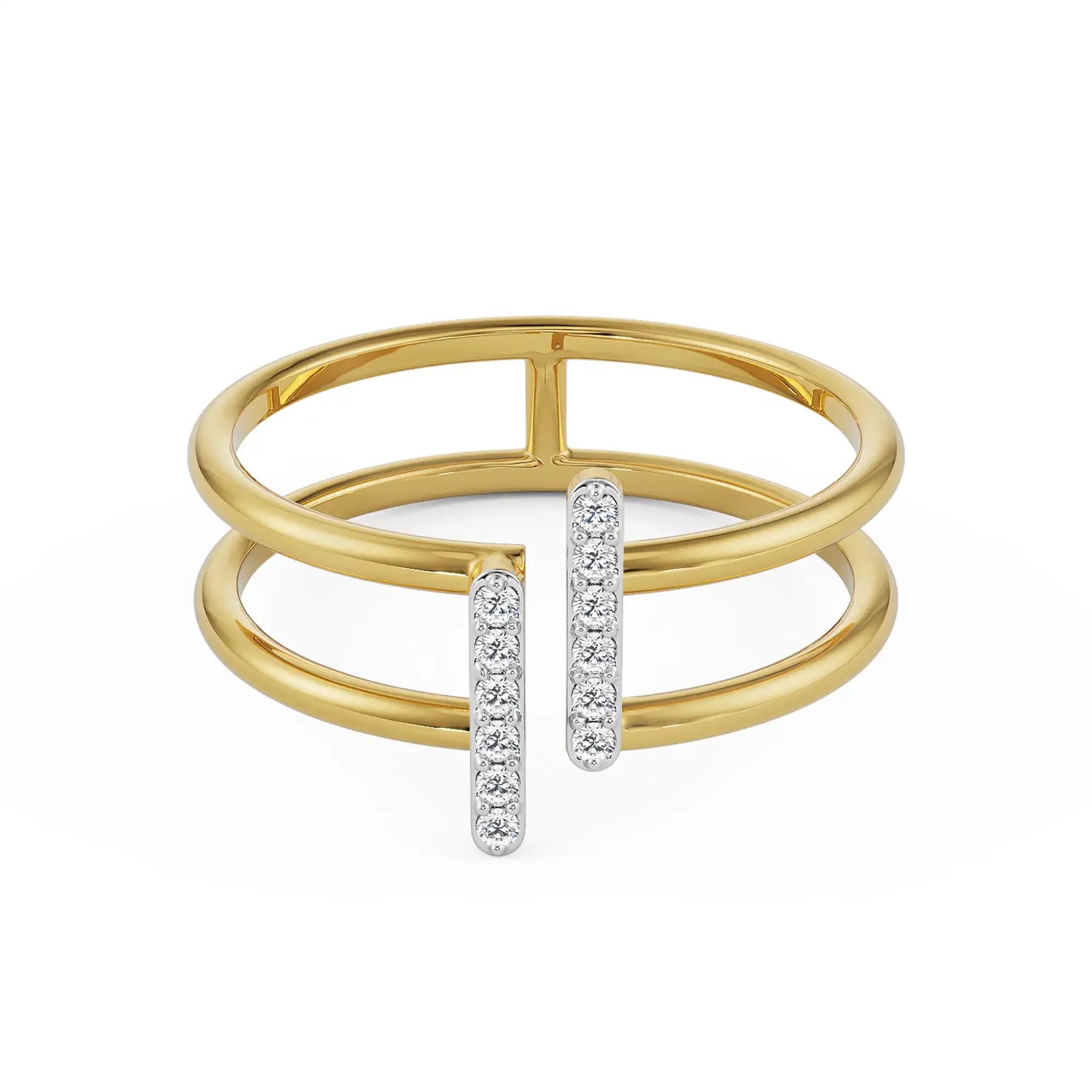 Parallel Open Diamond Ring Front view