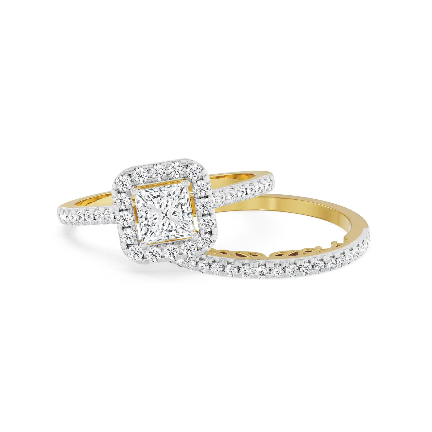 Princess Cut Bridal Ring Set 9KT