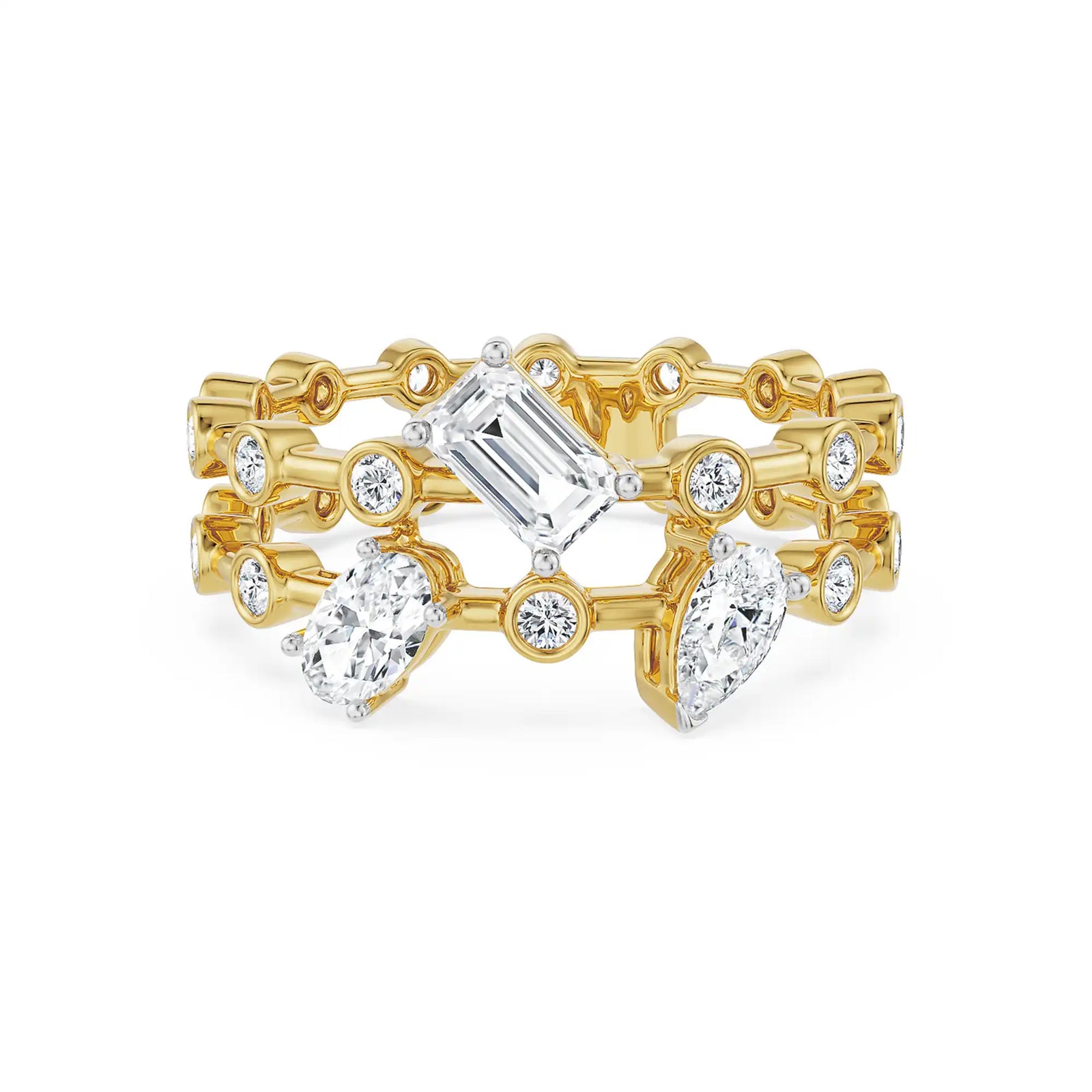 Multi Diamond Cocktail Ring front view in 9KT