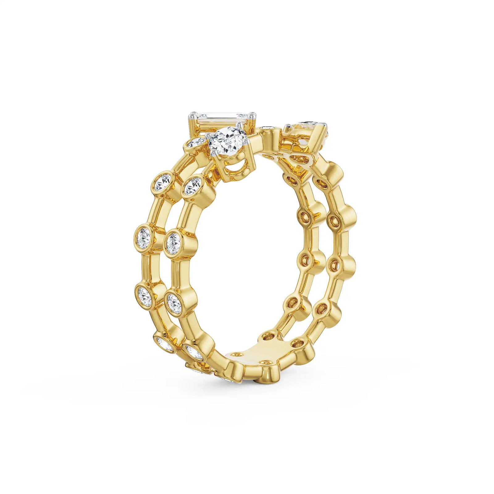Multi Diamond Cocktail Ring Back view