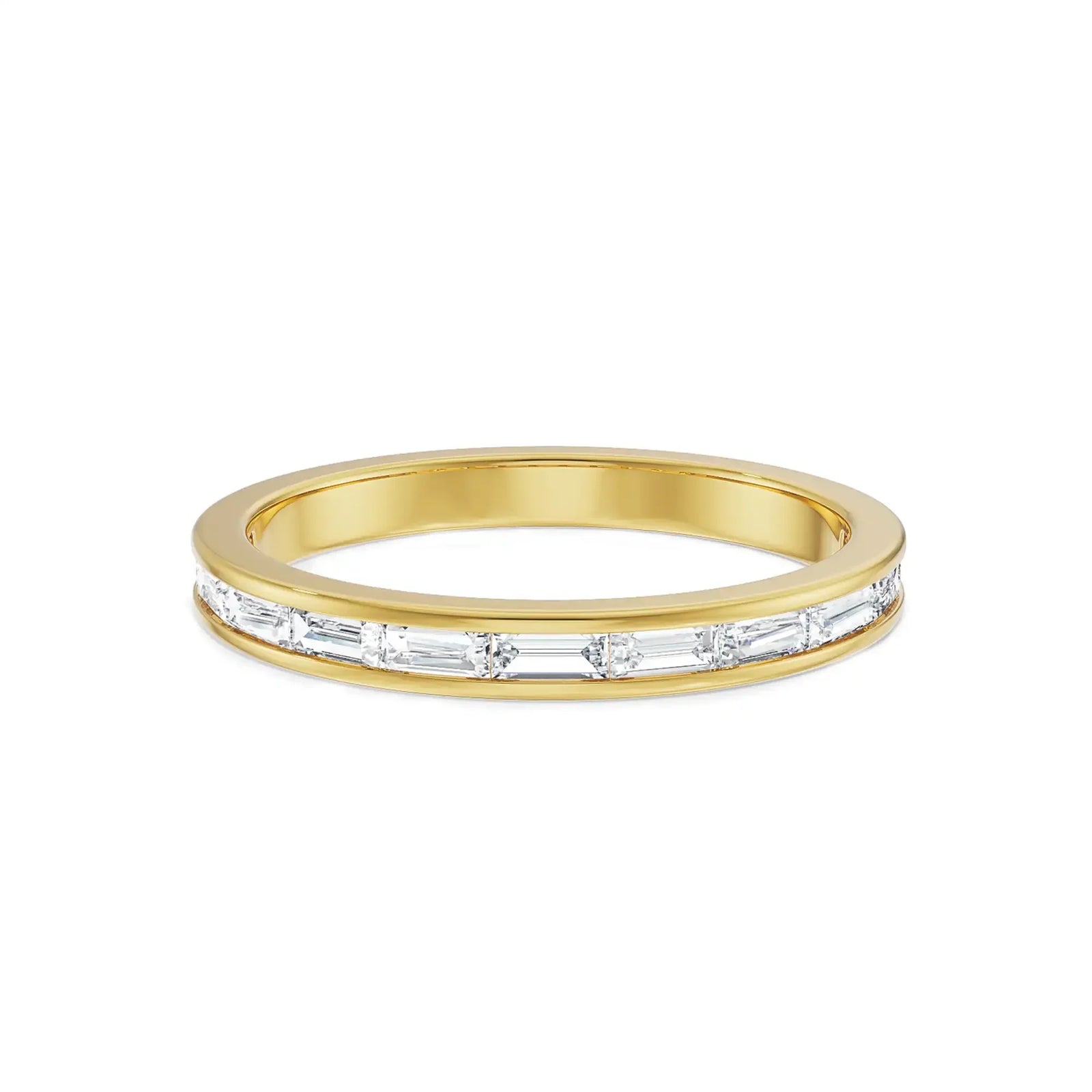 Baguette Straight Wedding Band Front view in 9KT
