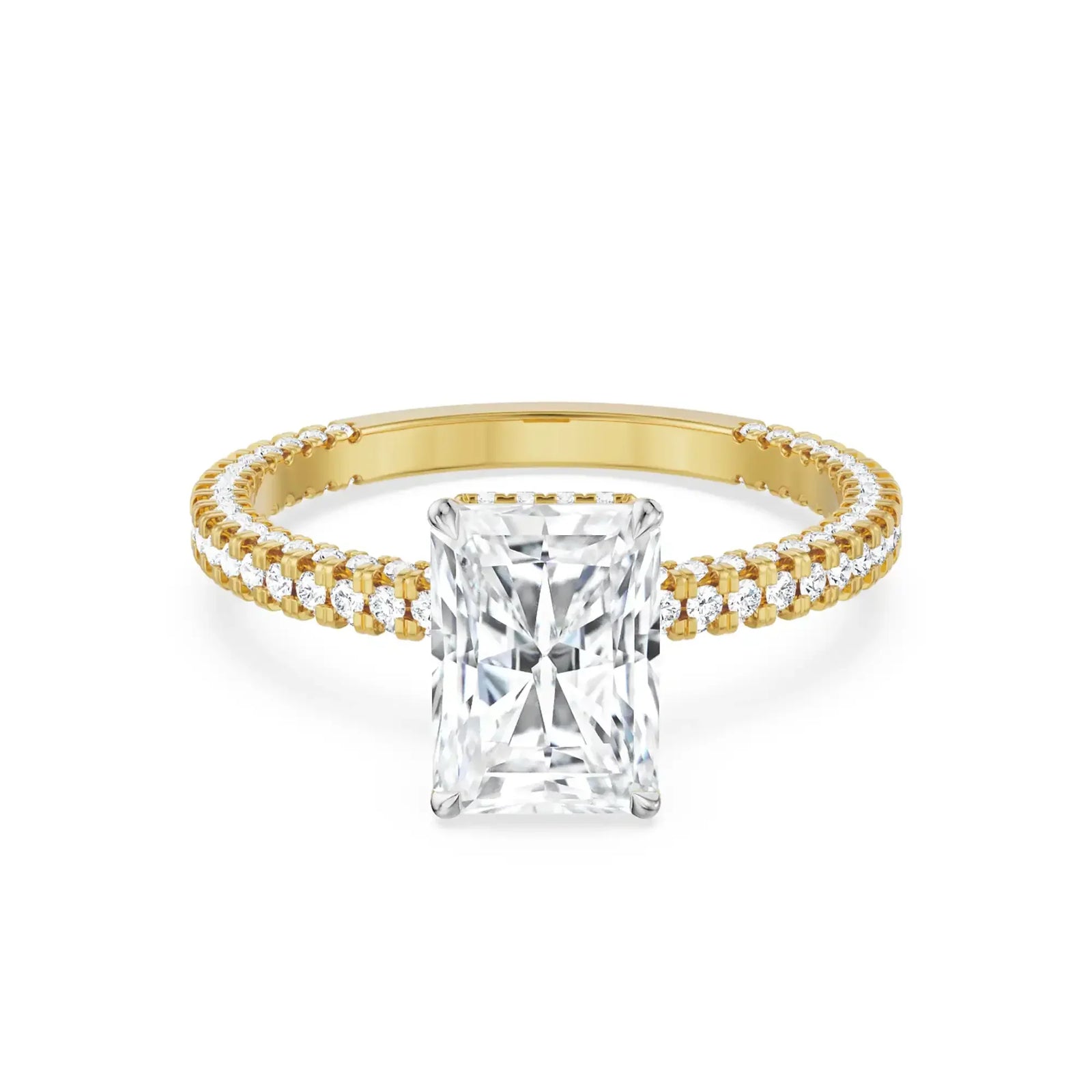 Bridal Radiant Diamond Ring front view in 9KT