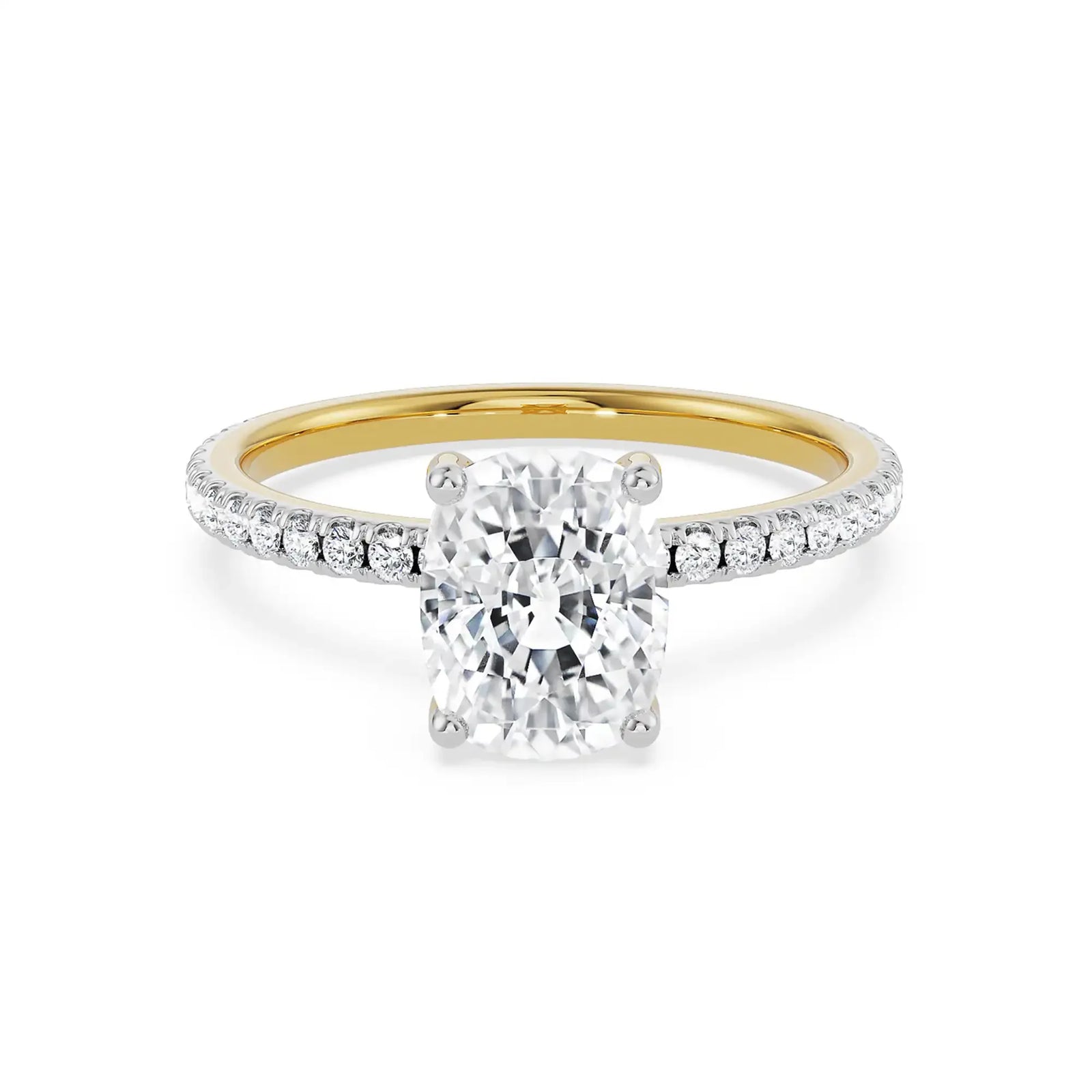 Cushion Square Bridal Ring Front view