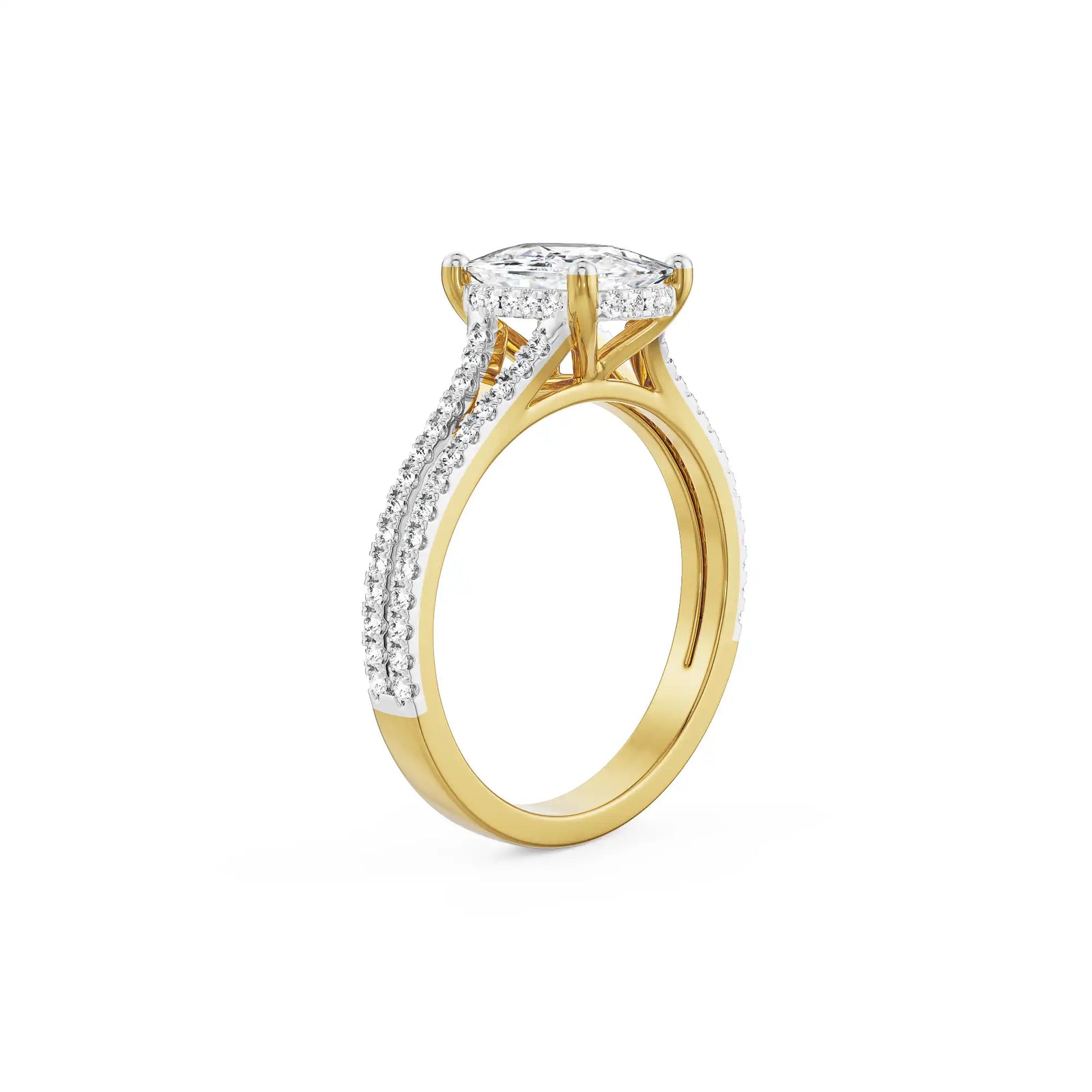 Duo Band Cushion Square Diamond Ring right view