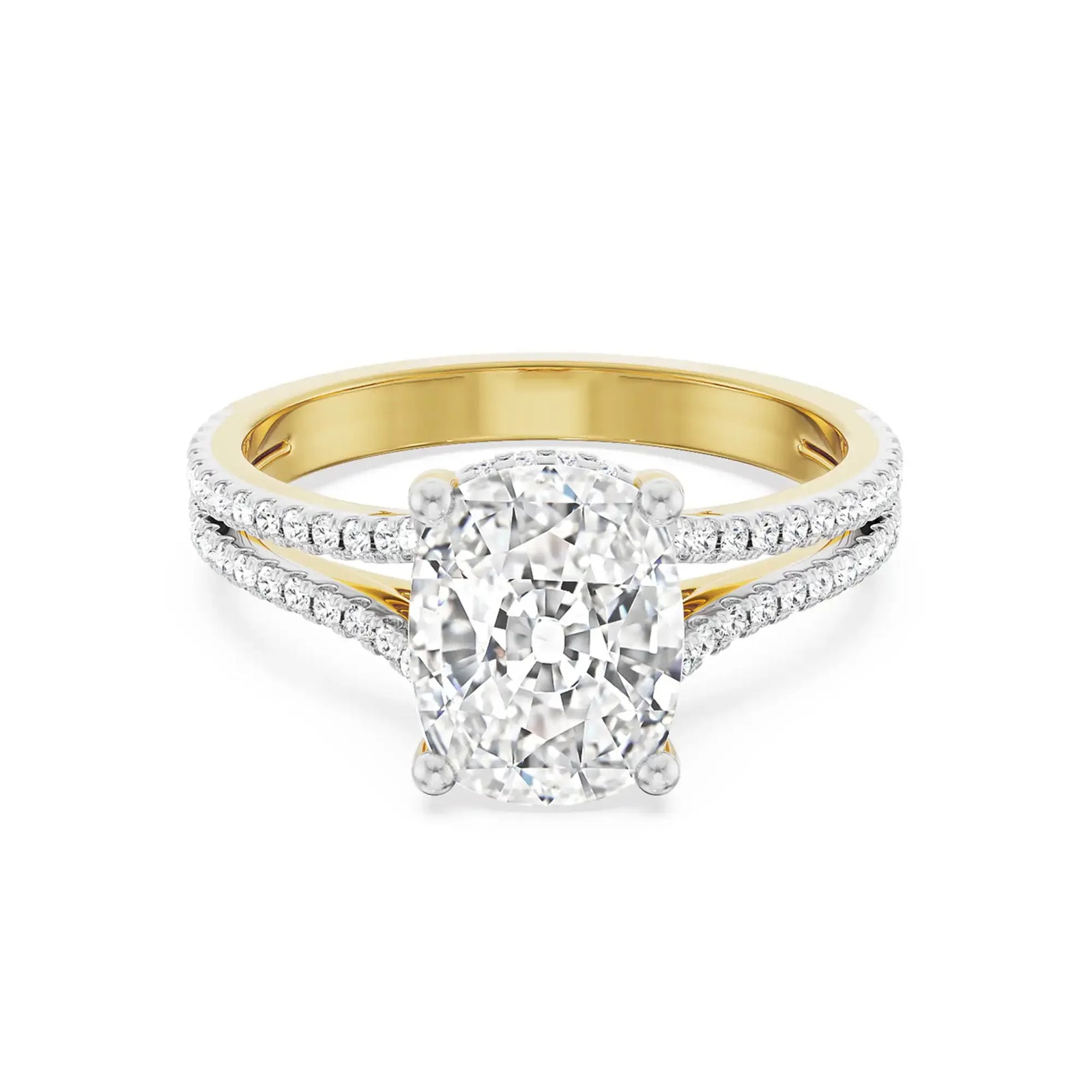 Duo Band Cushion Square Diamond Ring front view
