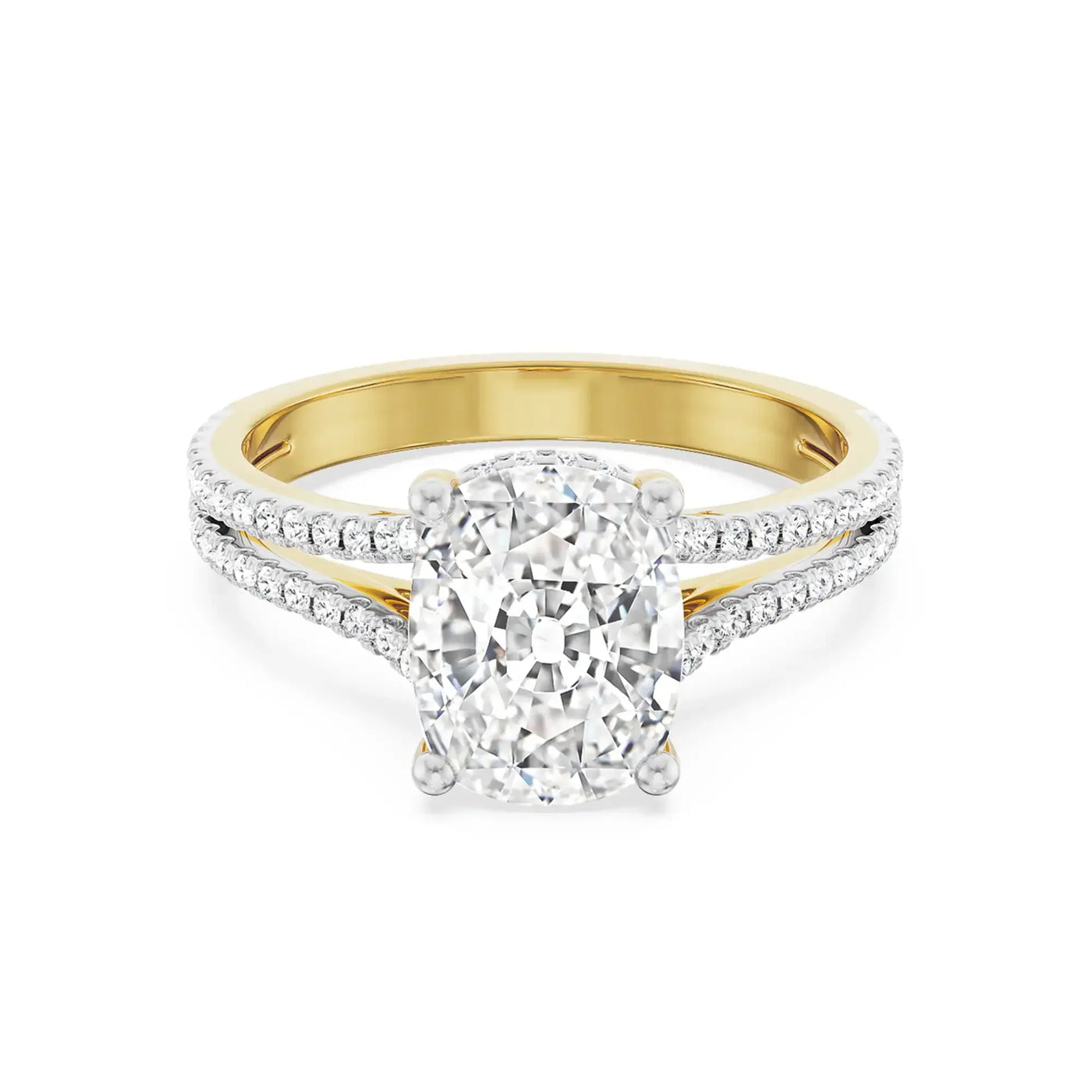 Duo Band Cushion Square Lab Diamond Ring 9KT