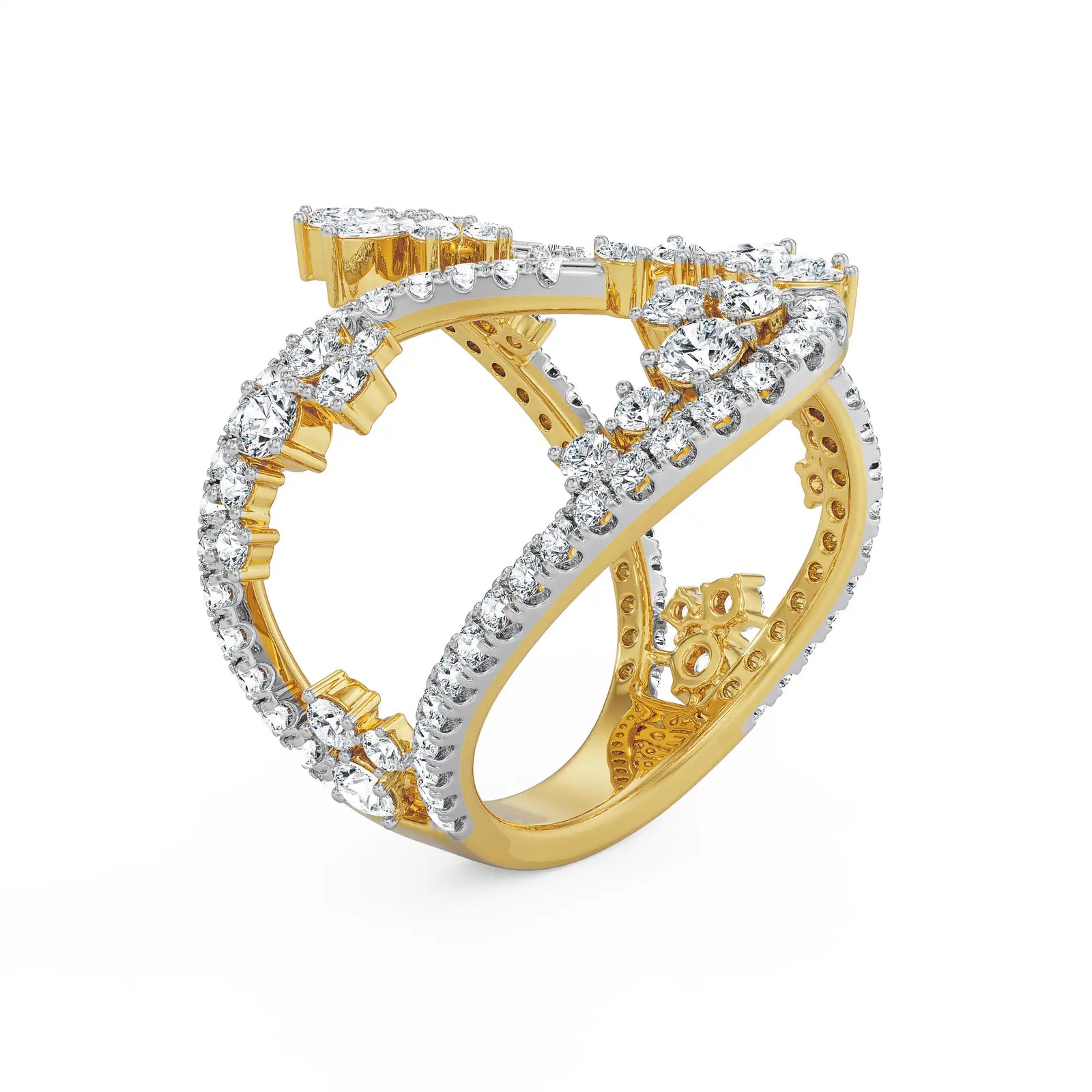 Swirl Festive Lab Grown Diamond Cocktail Ring- Back view