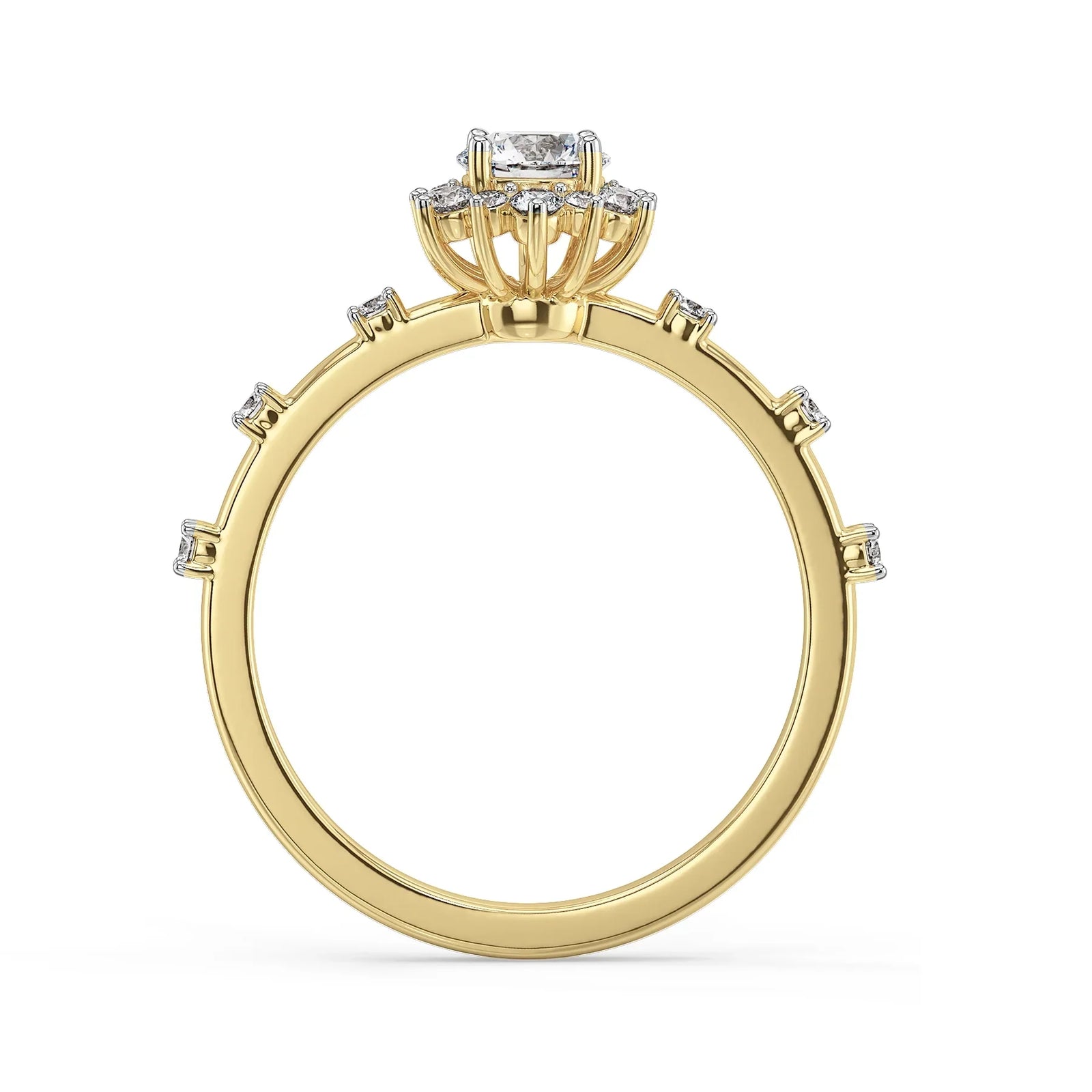 Daisy Dainty Lab Grown Diamond Ring - Back view in 9KT