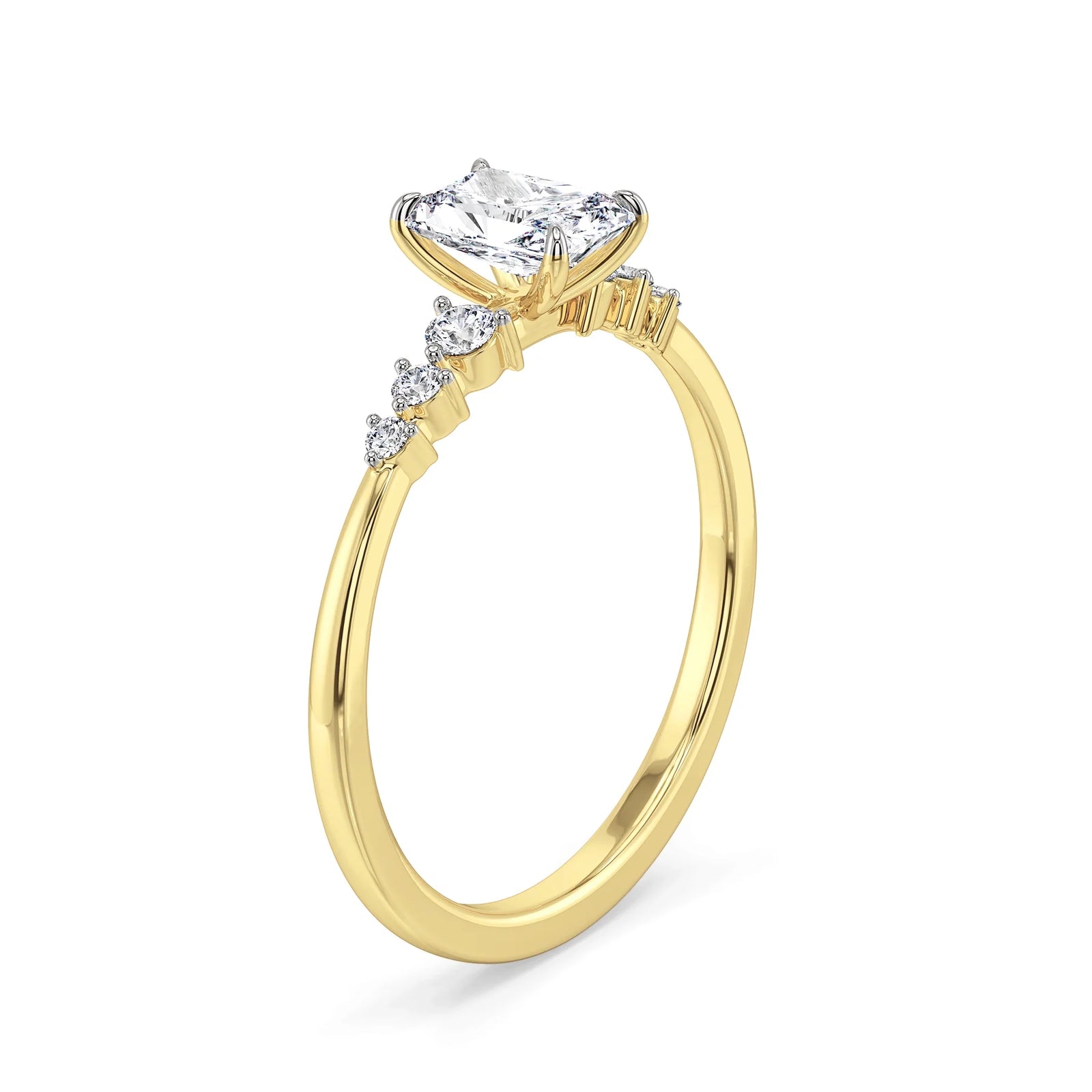 Isha Radiant Lab Grown Diamond Engagement Ring - Side view