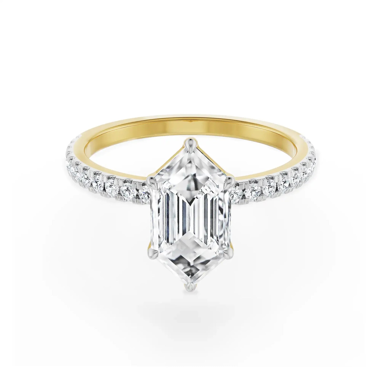 Custom Hexagon Lab Grown Diamond Ring - Front View