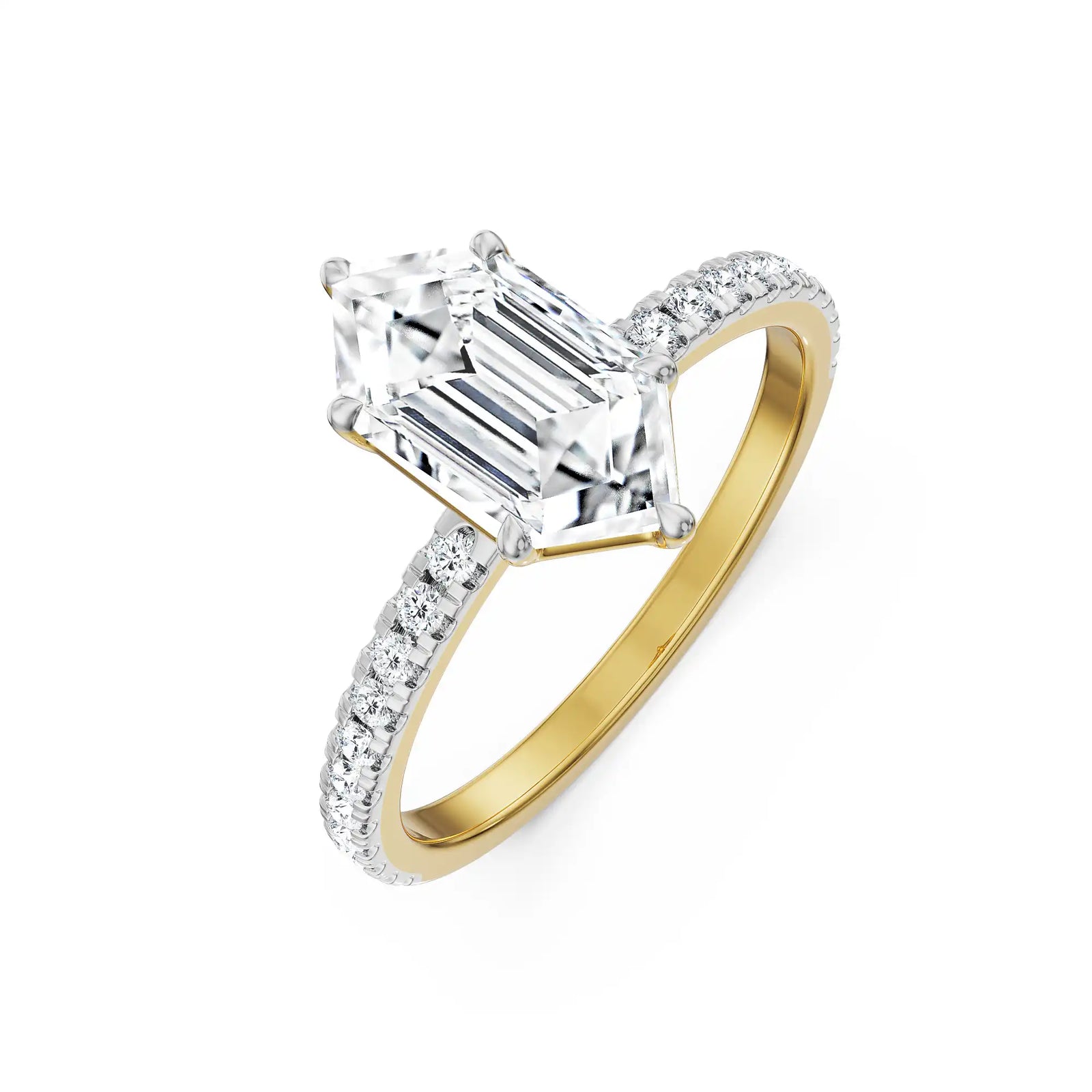 Custom Hexagon Lab Grown Diamond Ring - side view