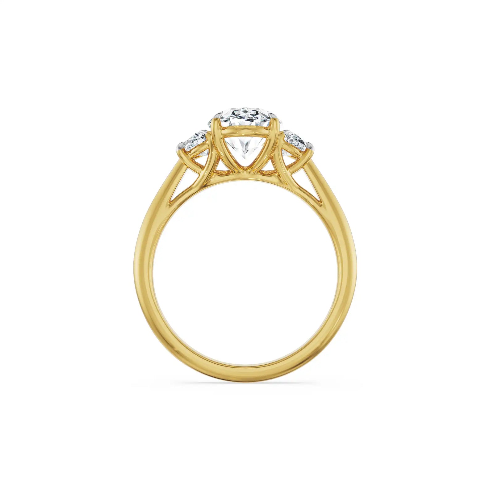 Half Moon Accent Lab Grown Diamond Ring - Back view in 9KT