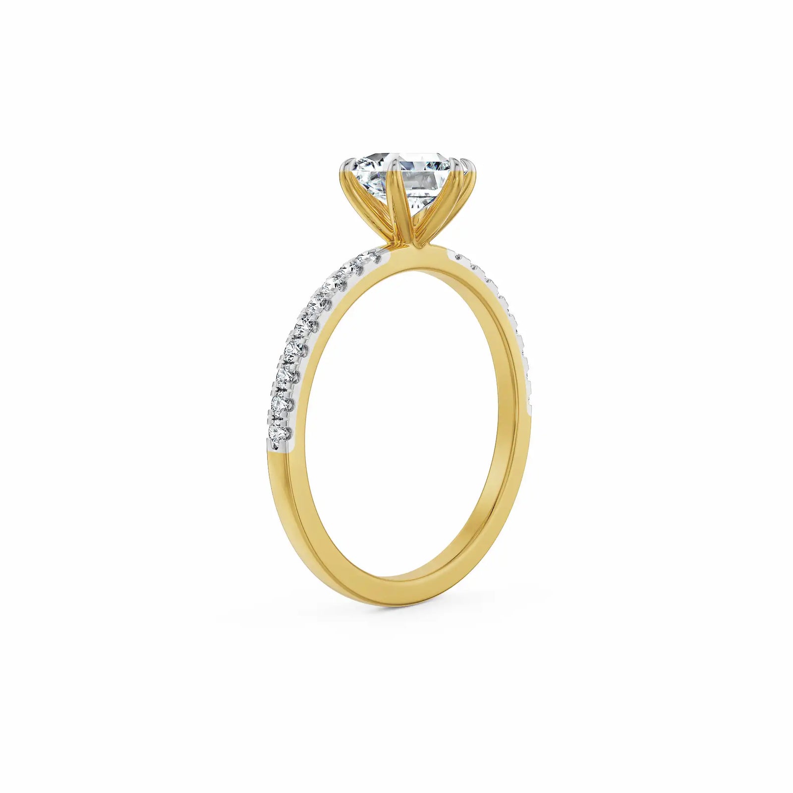 Hexagon Lab Grown Diamond Engagement Ring- Side view in 9KT