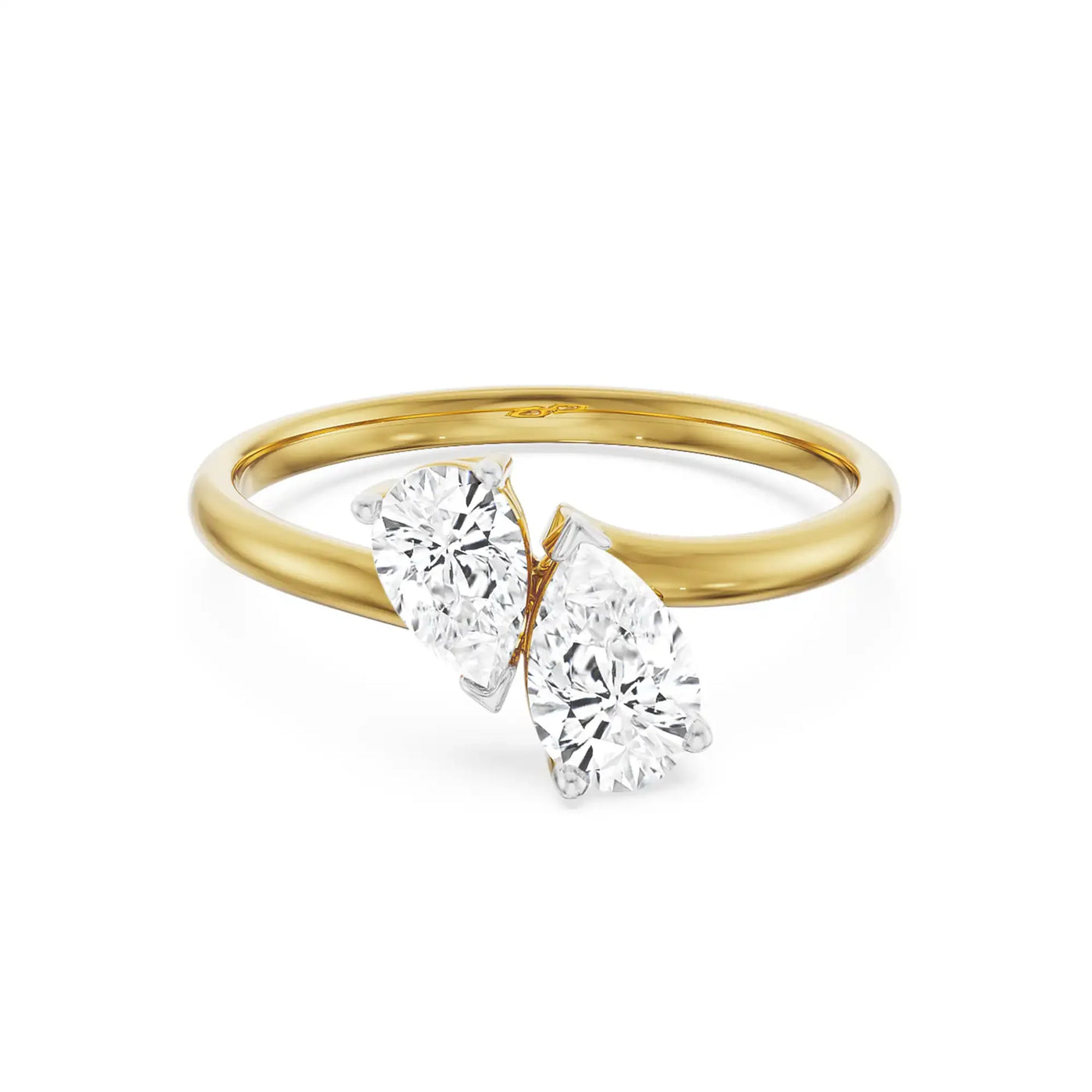 Two Stone Pear Solitaire Ring