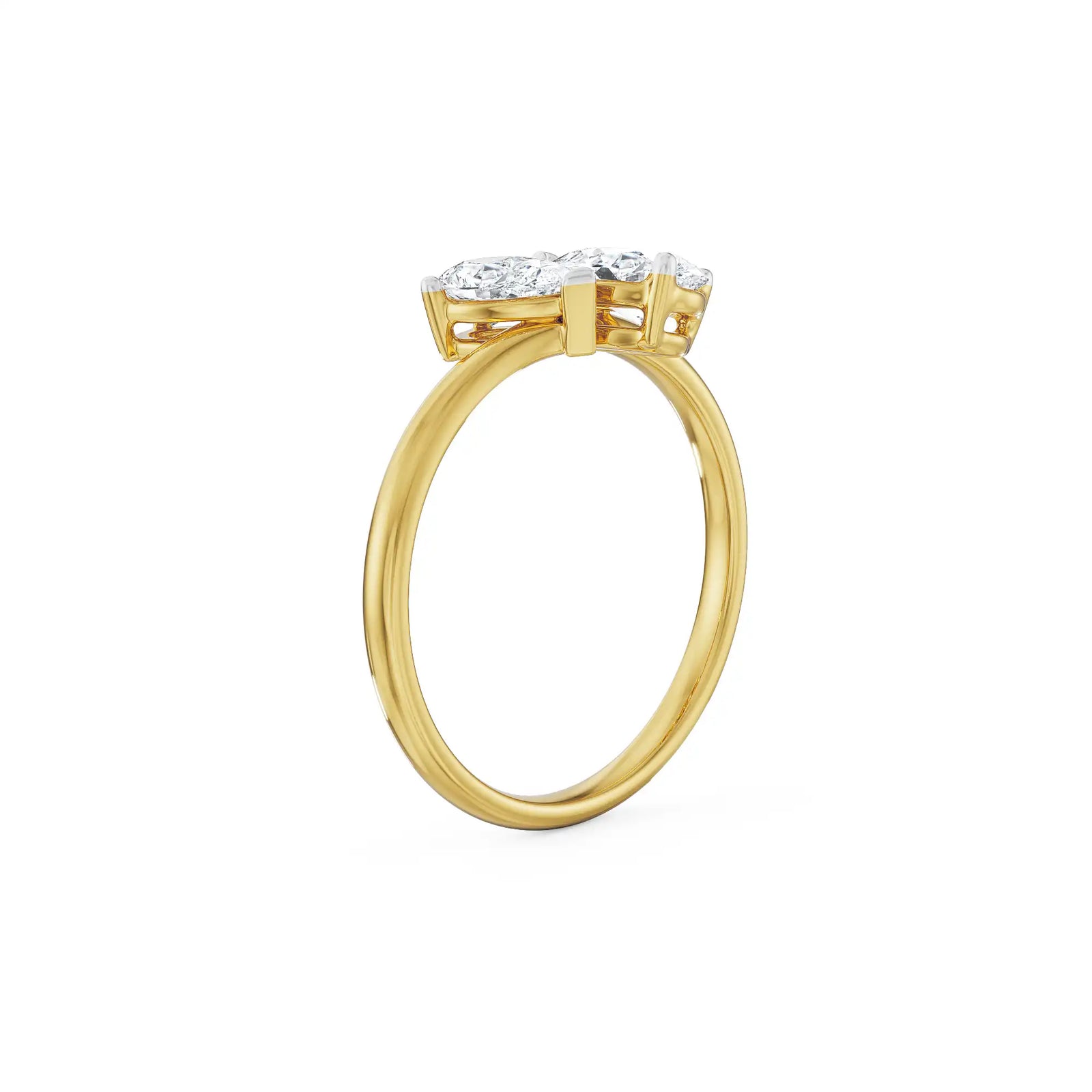 Two Stone Pear Solitaire Ring Back view