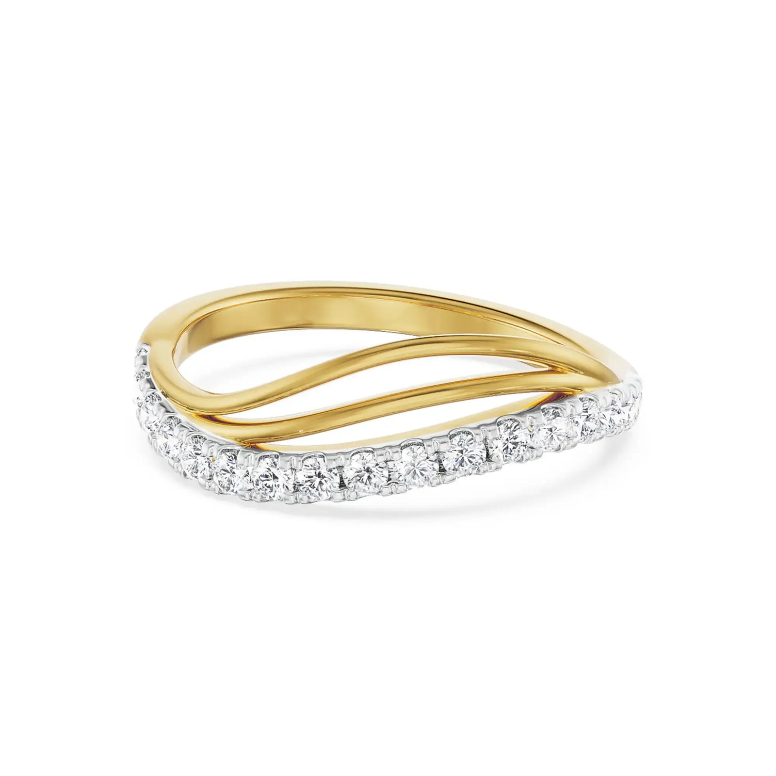 Wavy Kristal Diamond Band Front view