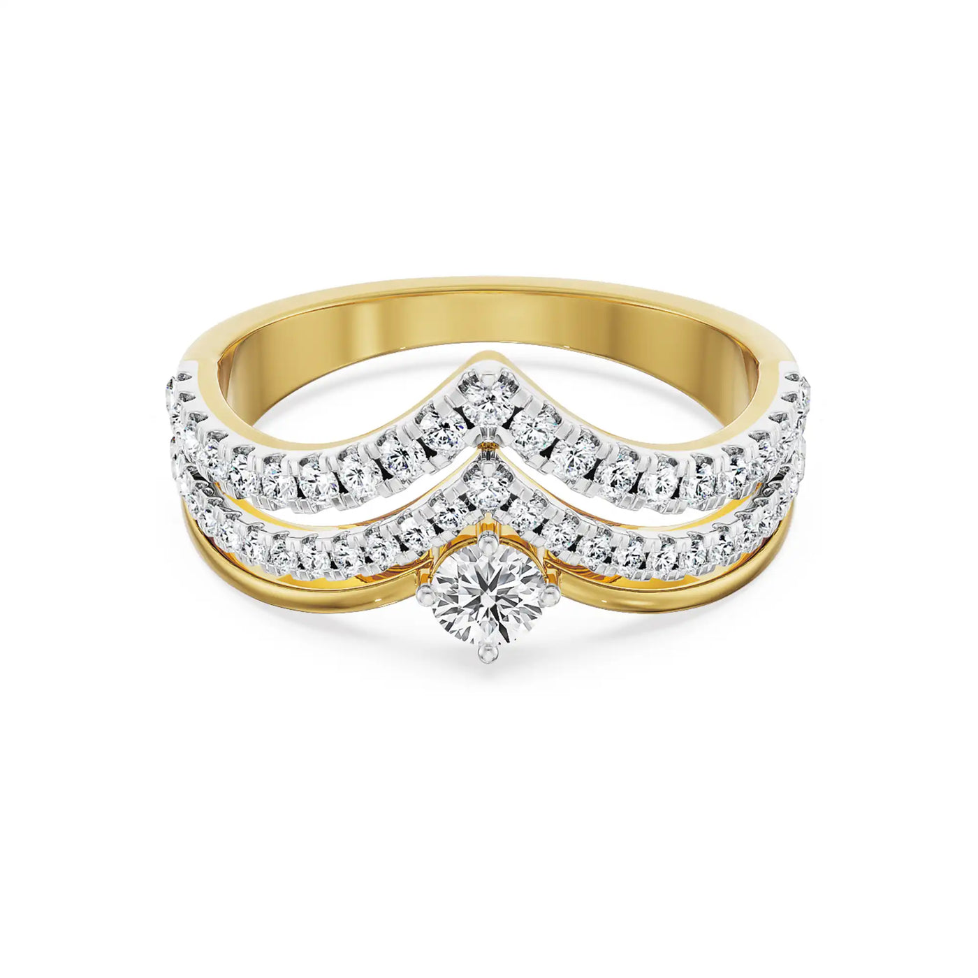 V Clustered Diamond Band_in_stock