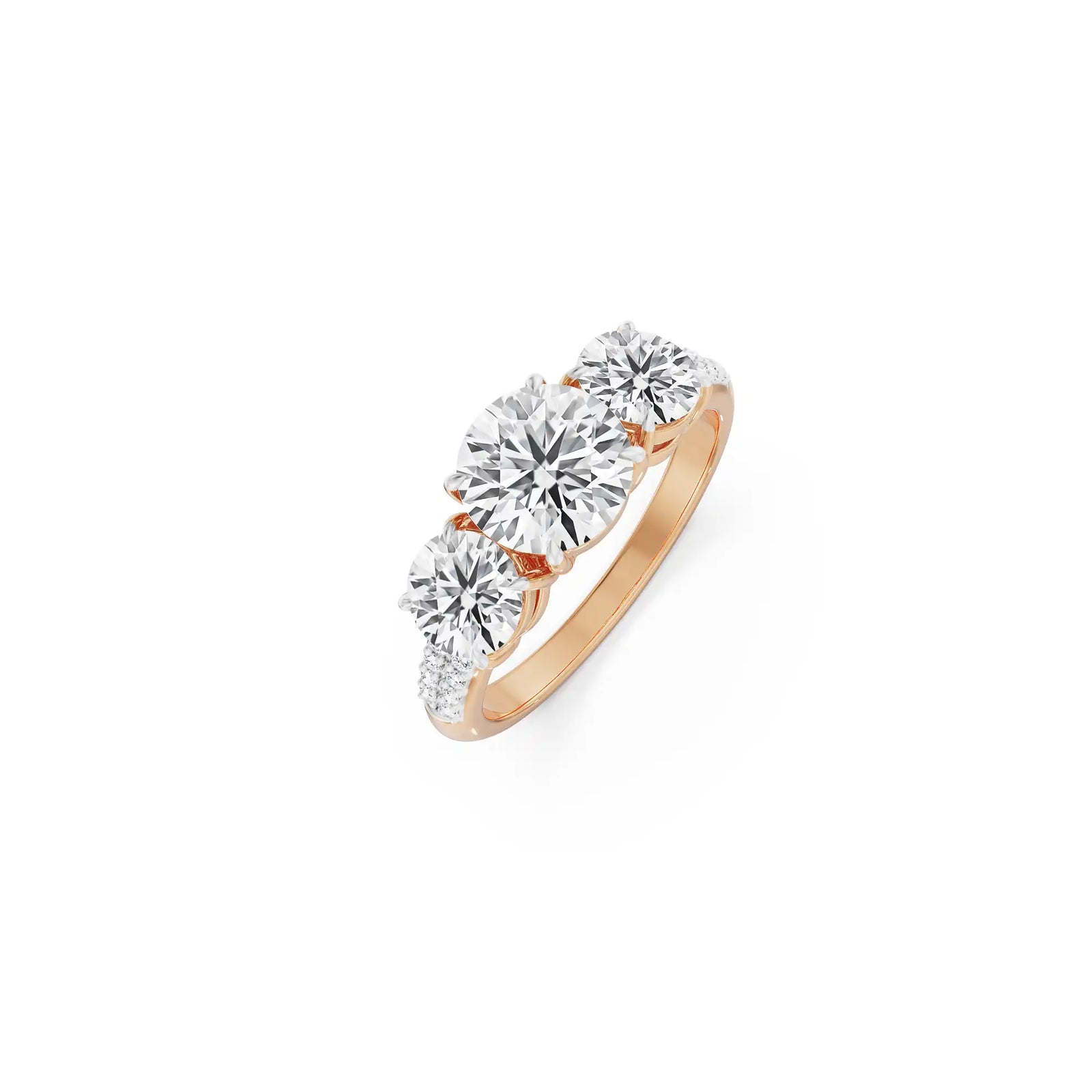Three Stone Rose Engagement Ring top view