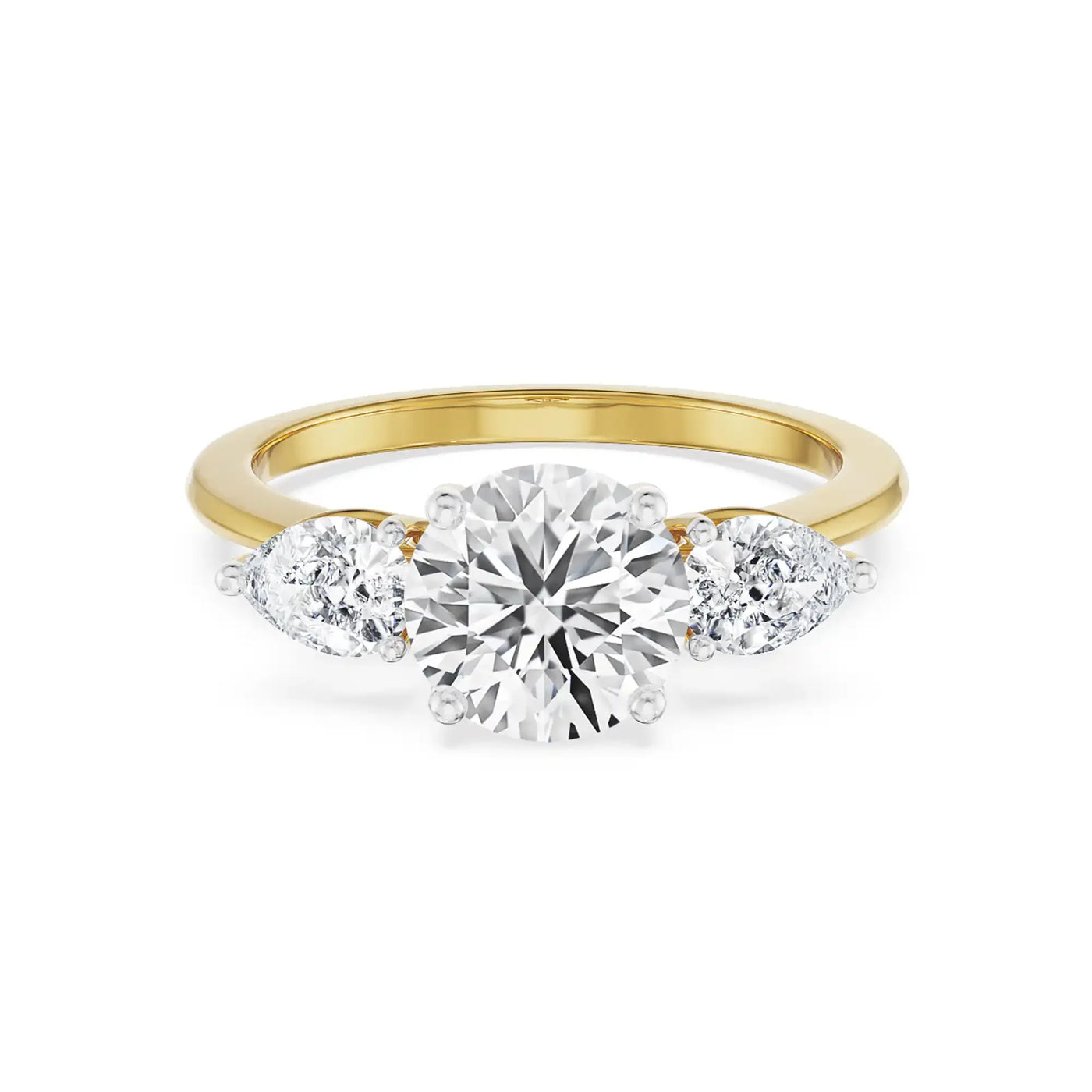 Three Stone Pear Engagement Ring