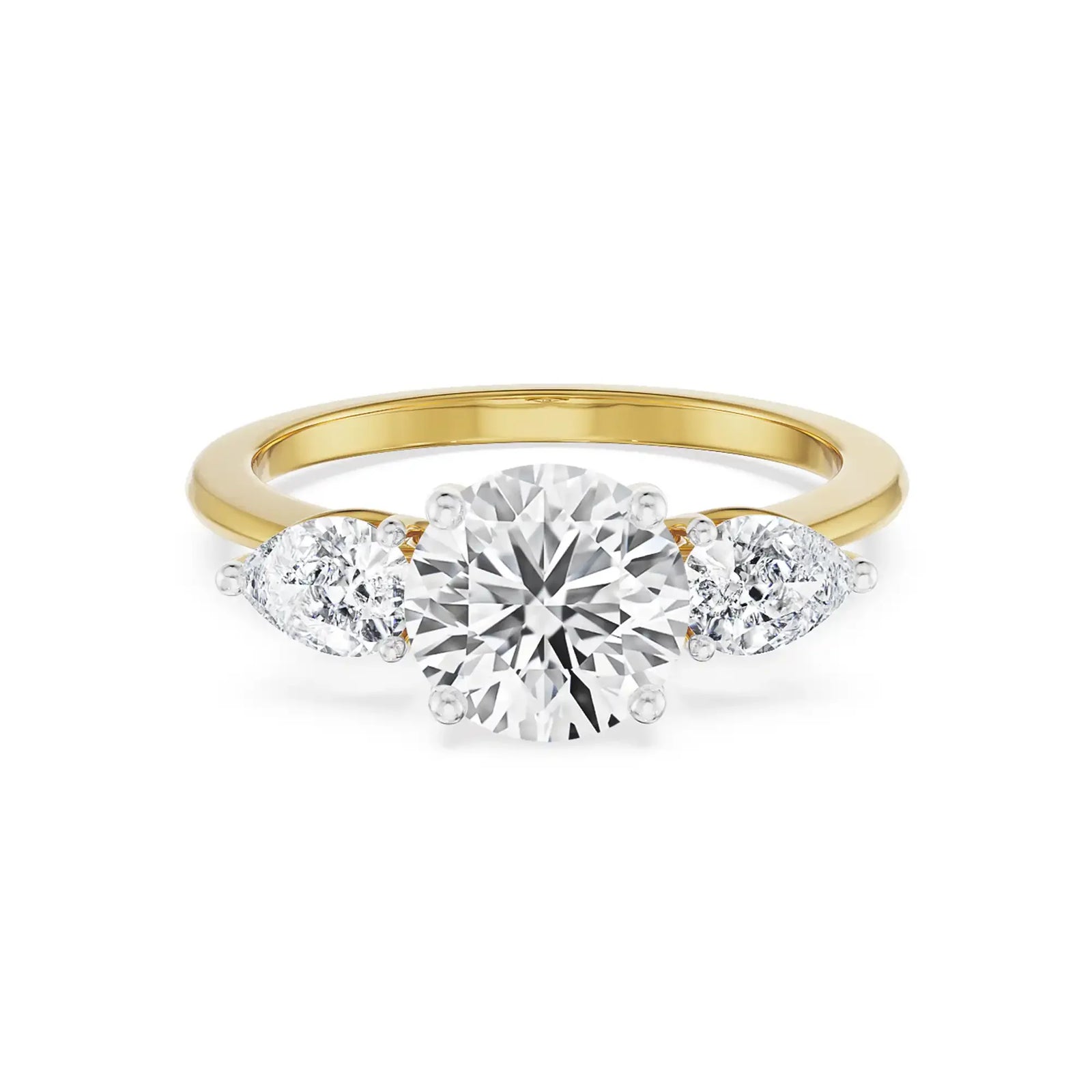 Three Stone Pear Engagement Ring Front view