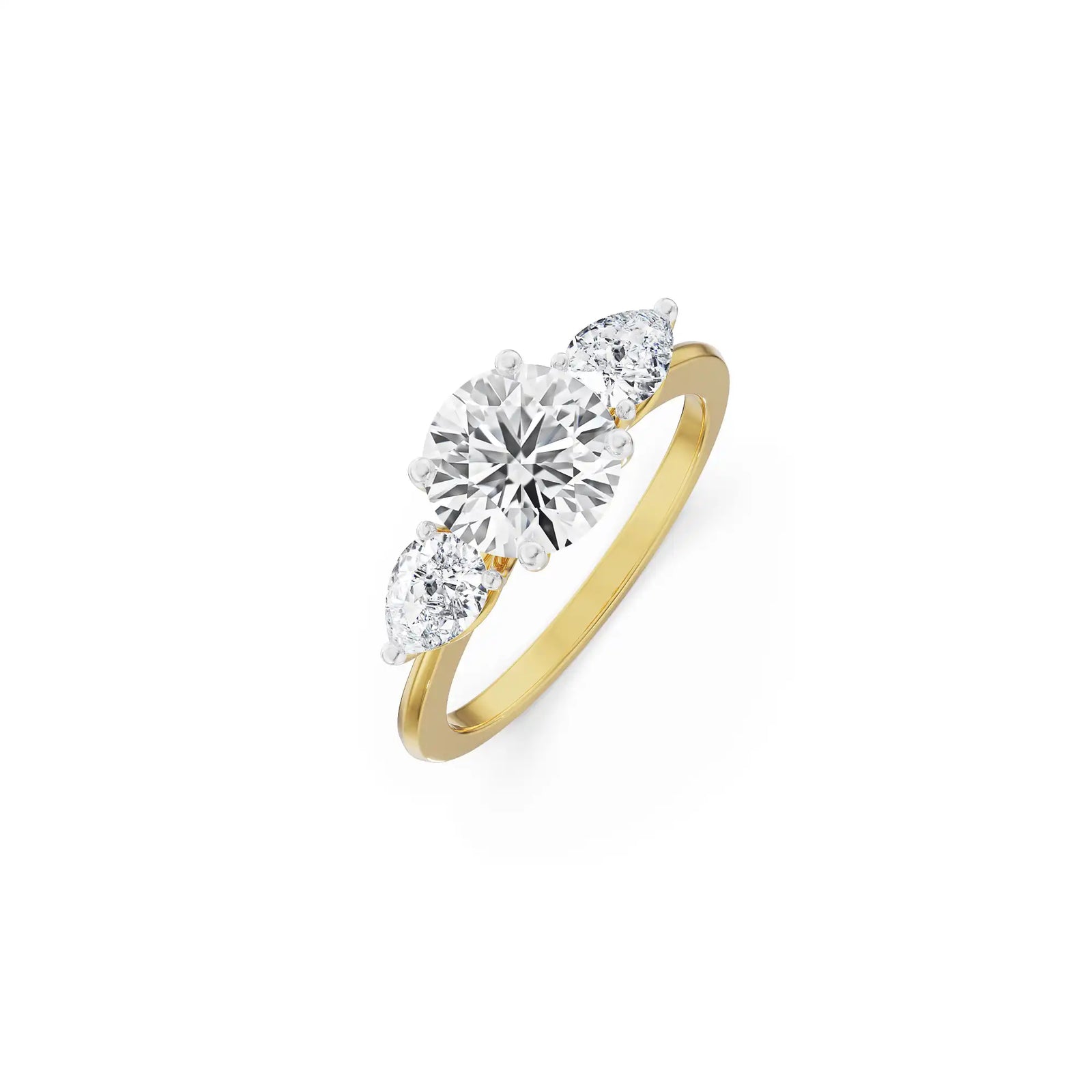 Three Stone Pear Engagement Ring top view