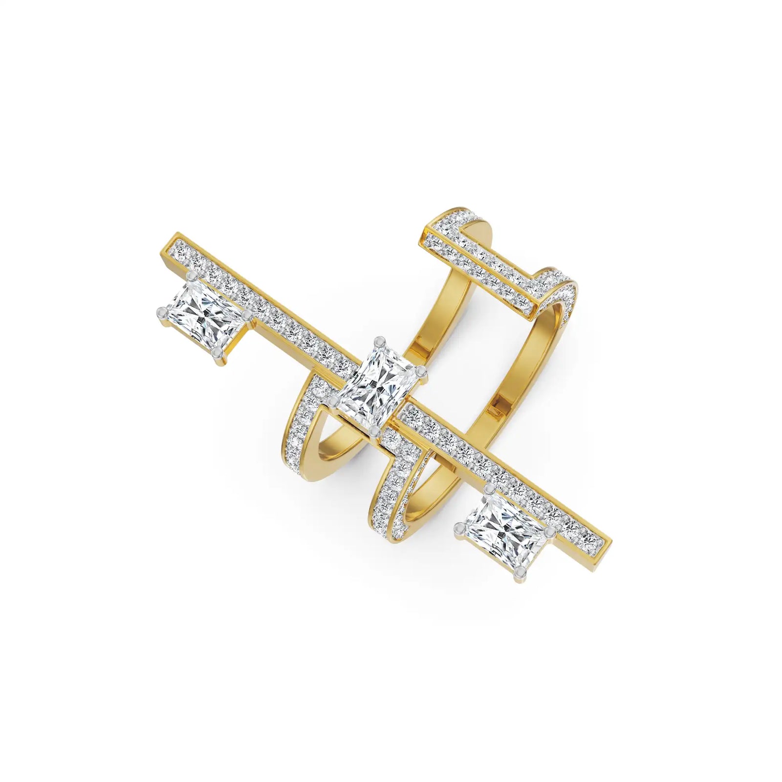 Viar Open Front Lab Grown Diamond Ring - Top View in 9KT