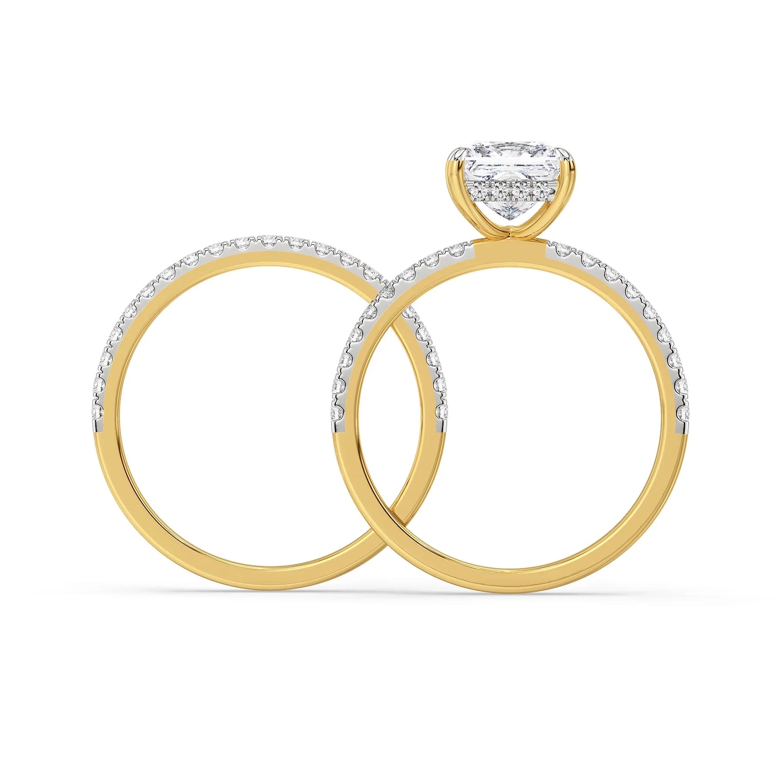 Suzaine Lab Grown Diamond Bridal Set - back view in 9KT