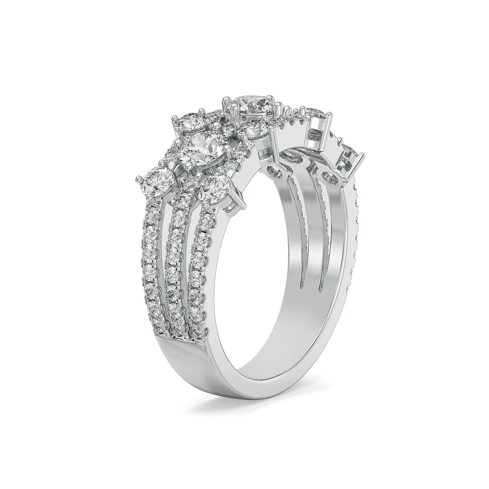 Round Clustered Lab Grown Diamond Ring - side view