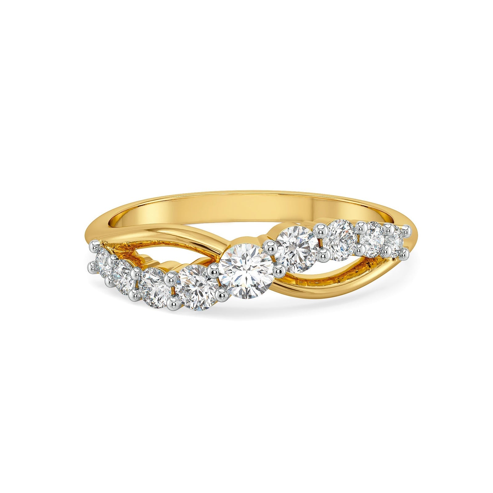 Twilight Spiral Lab Grown Diamond Ring - front view  in 9KT