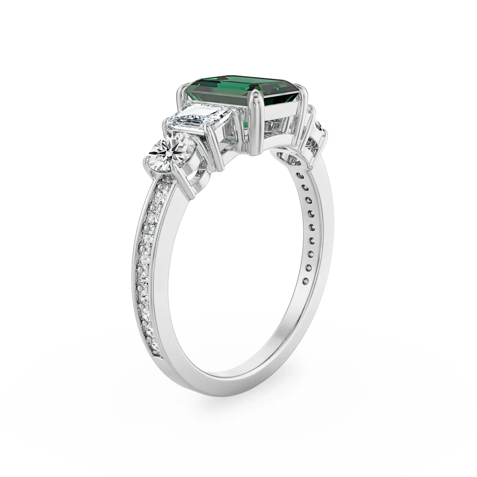 Five Solitaire Lab Grown Diamond Ring - top view