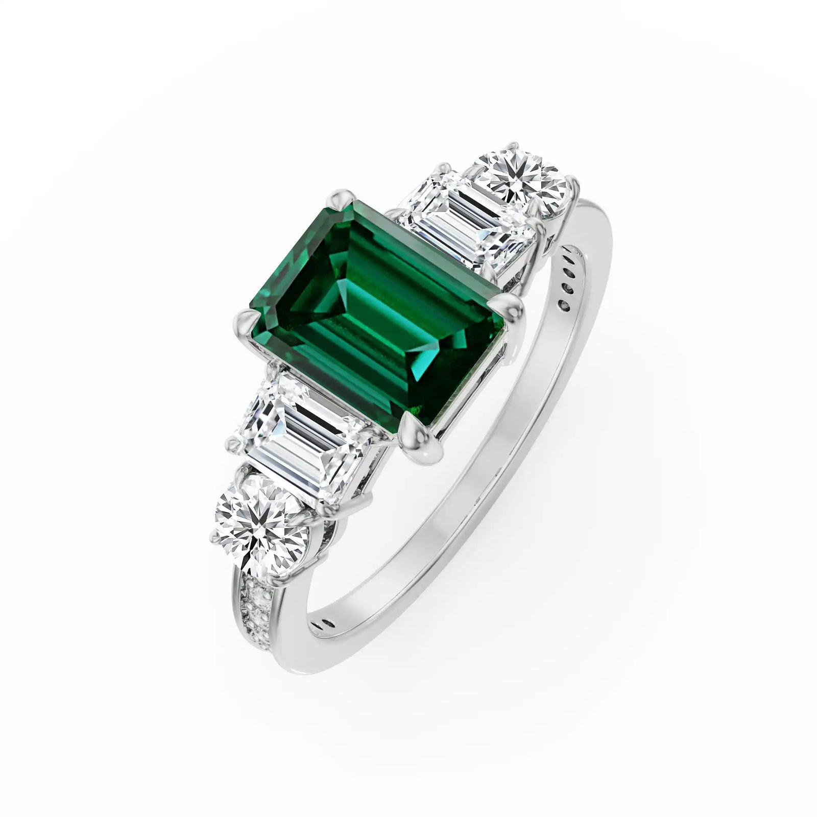 Five Solitaire Lab Grown Diamond Ring - left view
