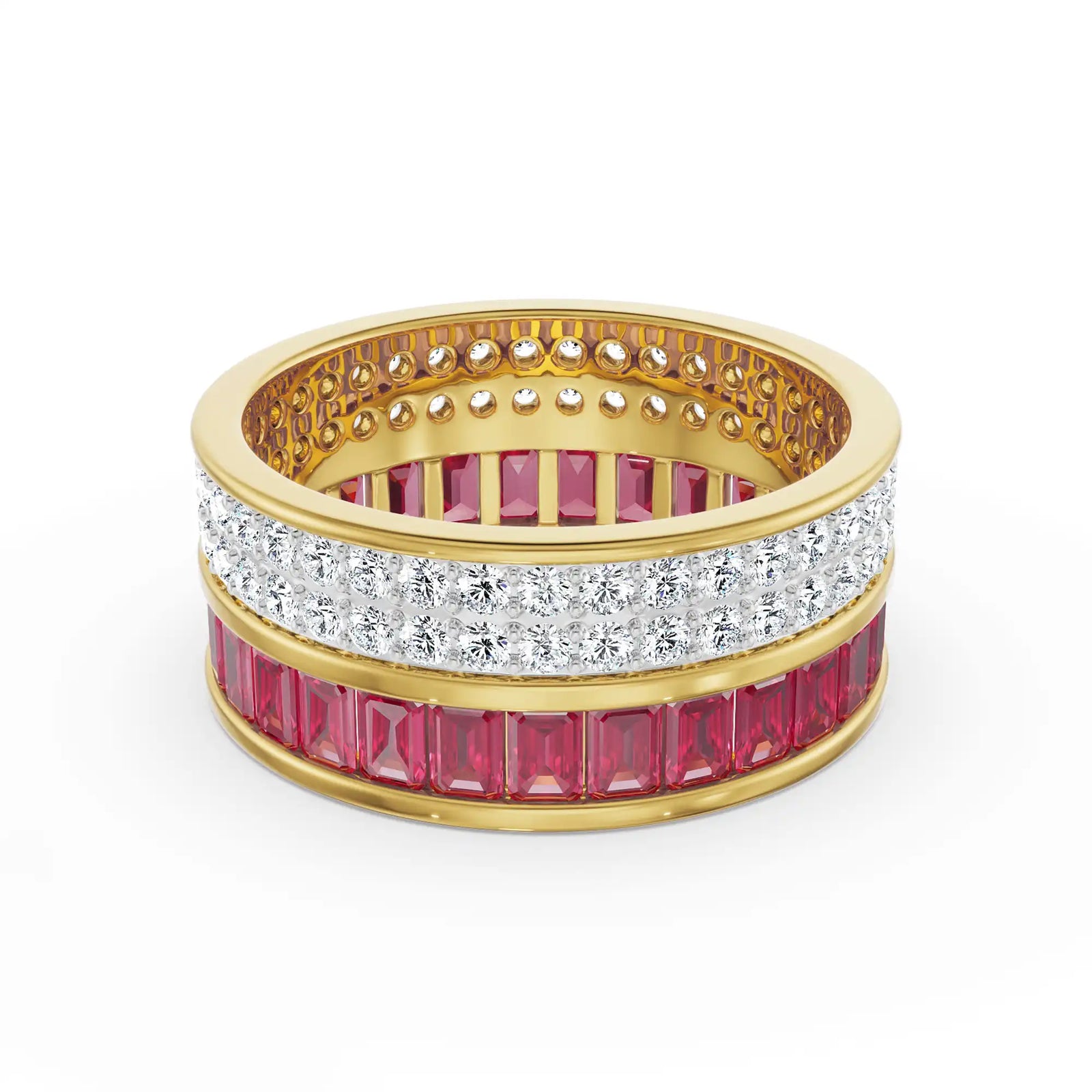 Drum Ruby Lab Grown Diamond Band - front view in 9KT