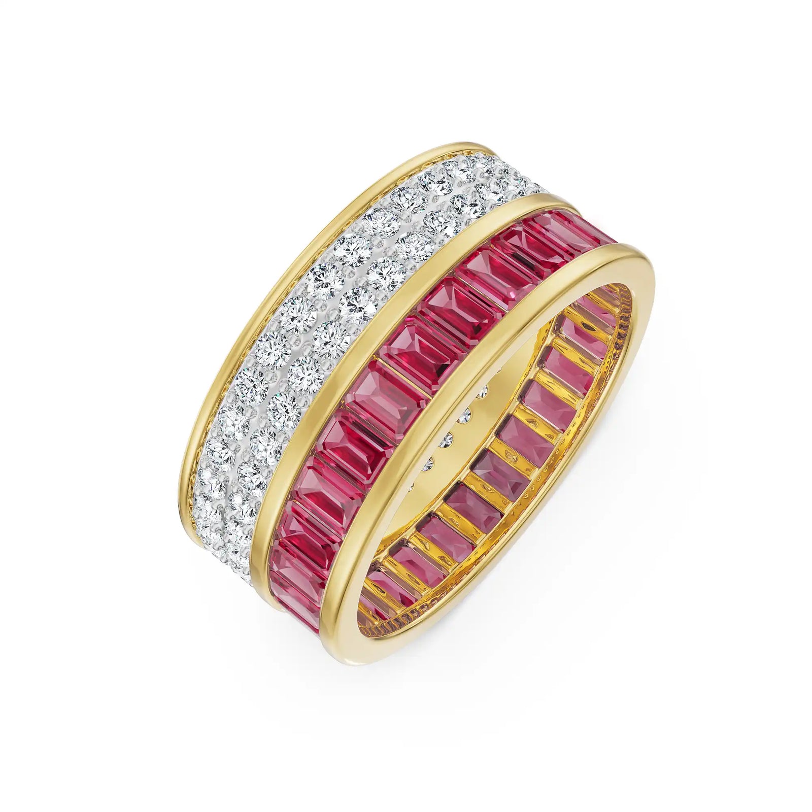 Drum Ruby Lab Grown Diamond Band - left view