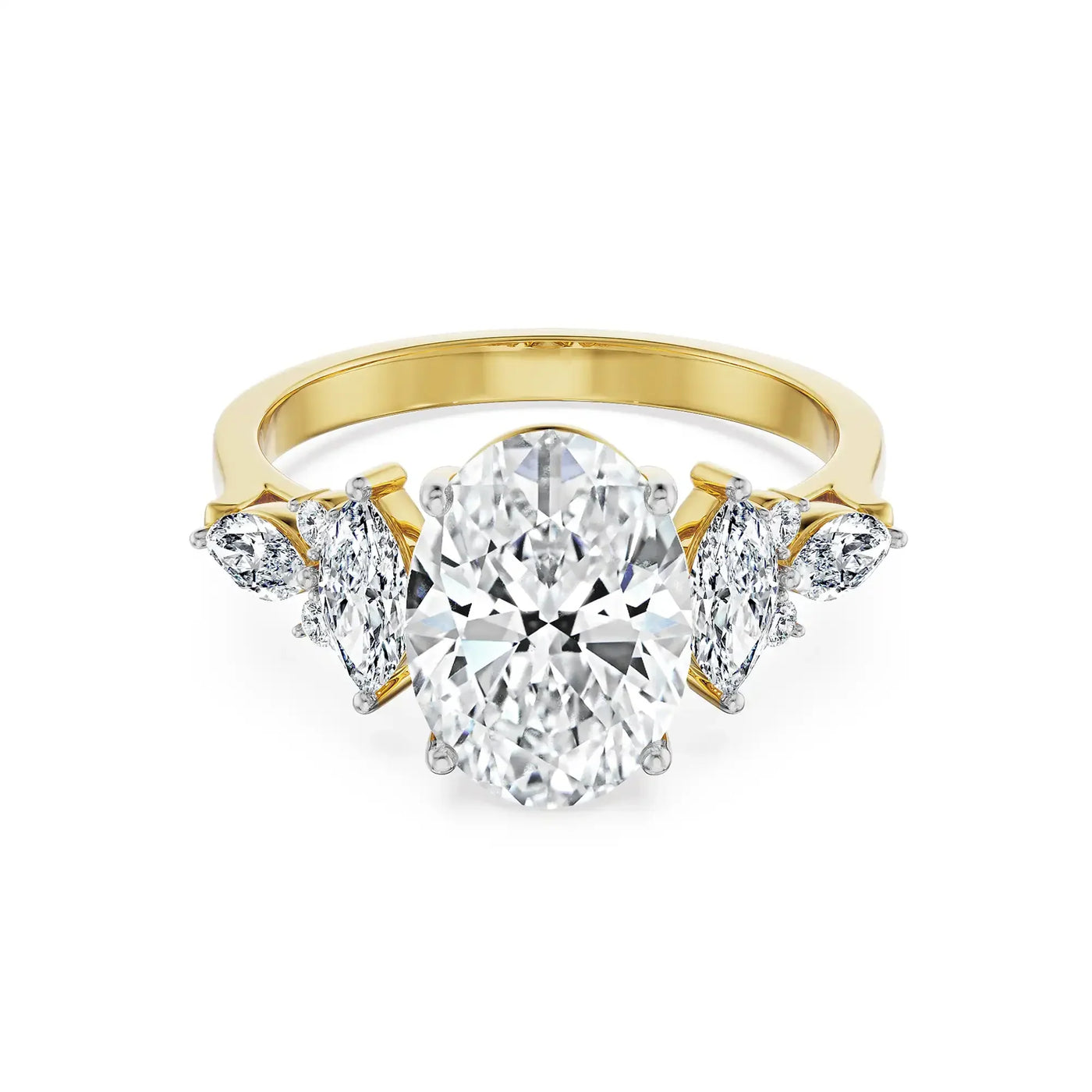2.5 CT Sunflare Oval Lab Grown Diamond Ring 9KT