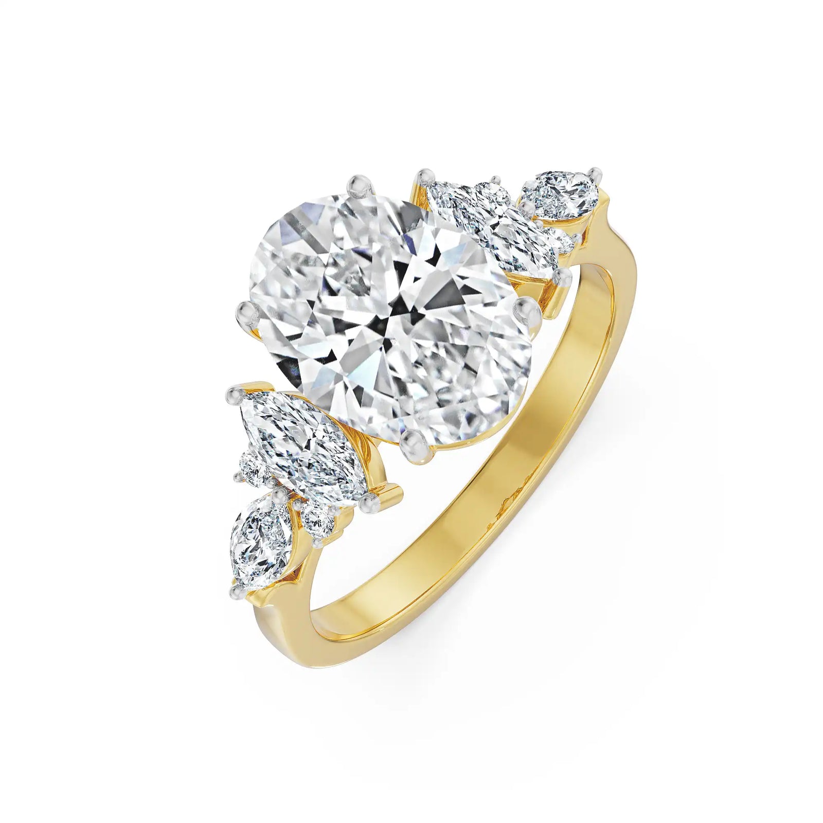 2.5 CT Sunflare Oval Lab Grown Diamond Ring - top view