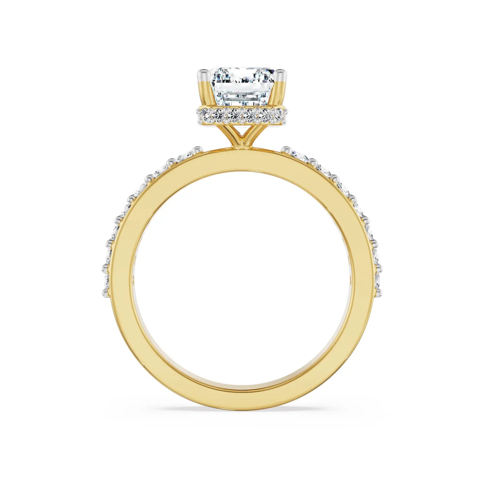 Citrine Skye Emerald Lab Grown Diamond Ring -  back view