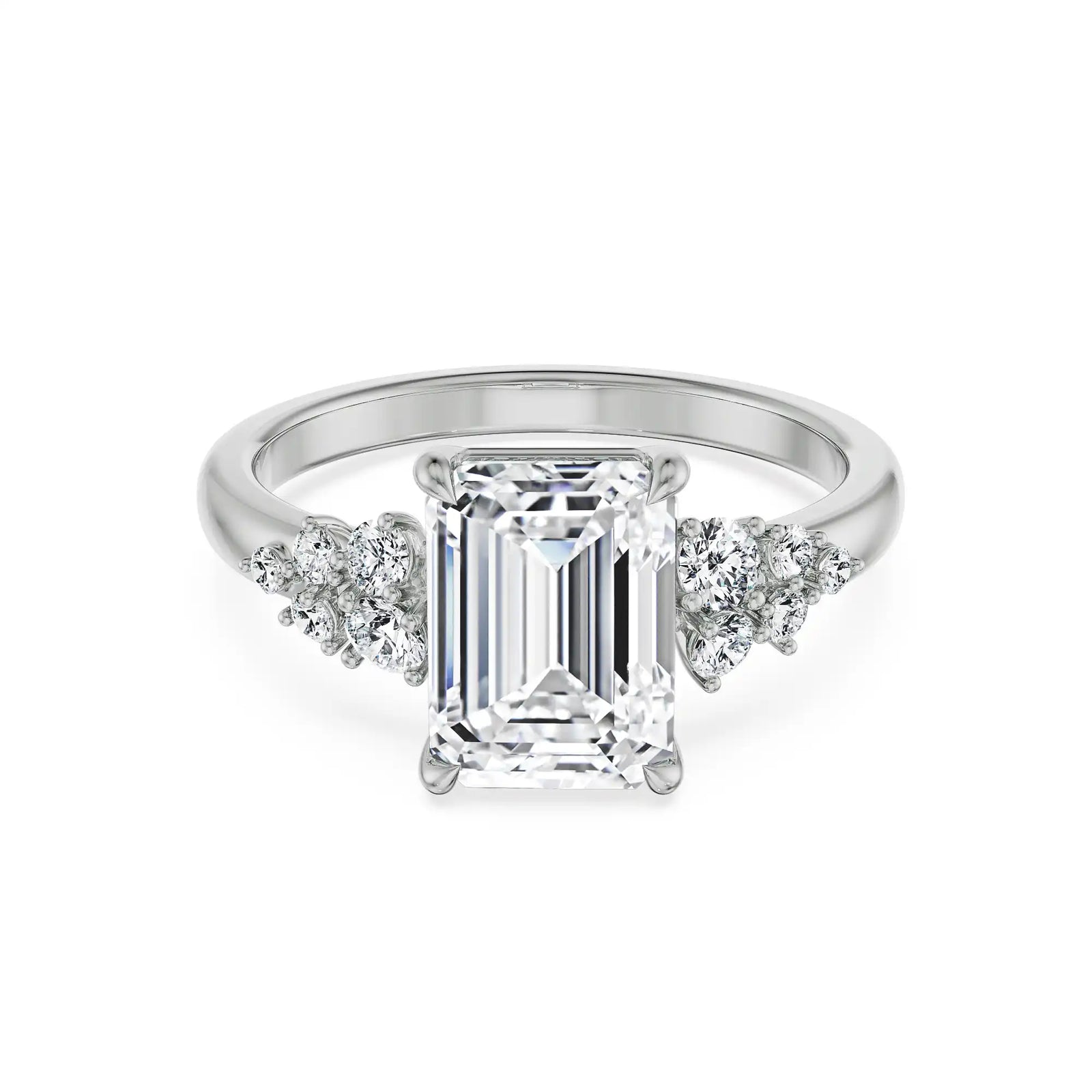 Wildflower Emerald Lab-Grown Diamond Ring - front view in 9KT