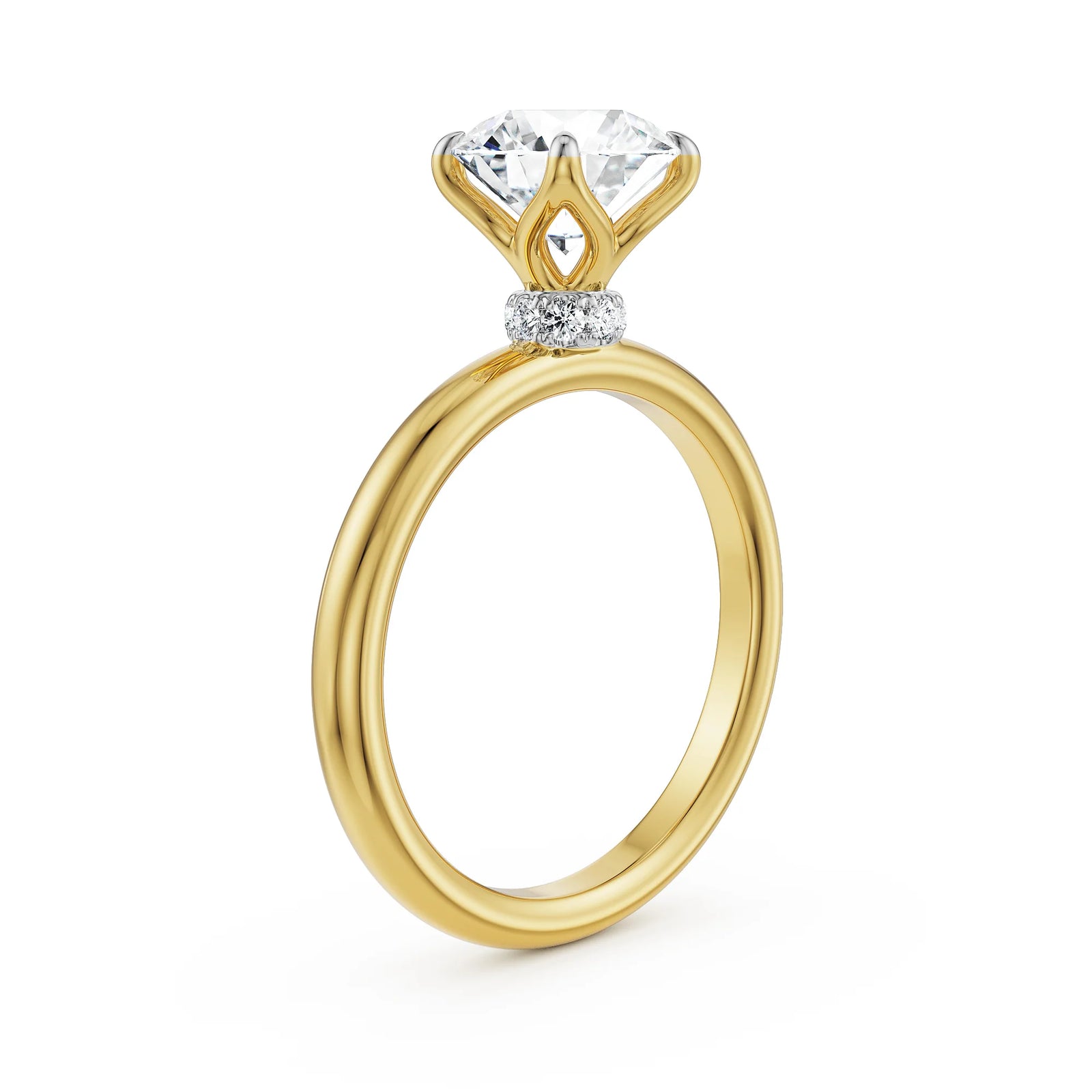 Petal Solitaire Lab Diamond Ring - side view