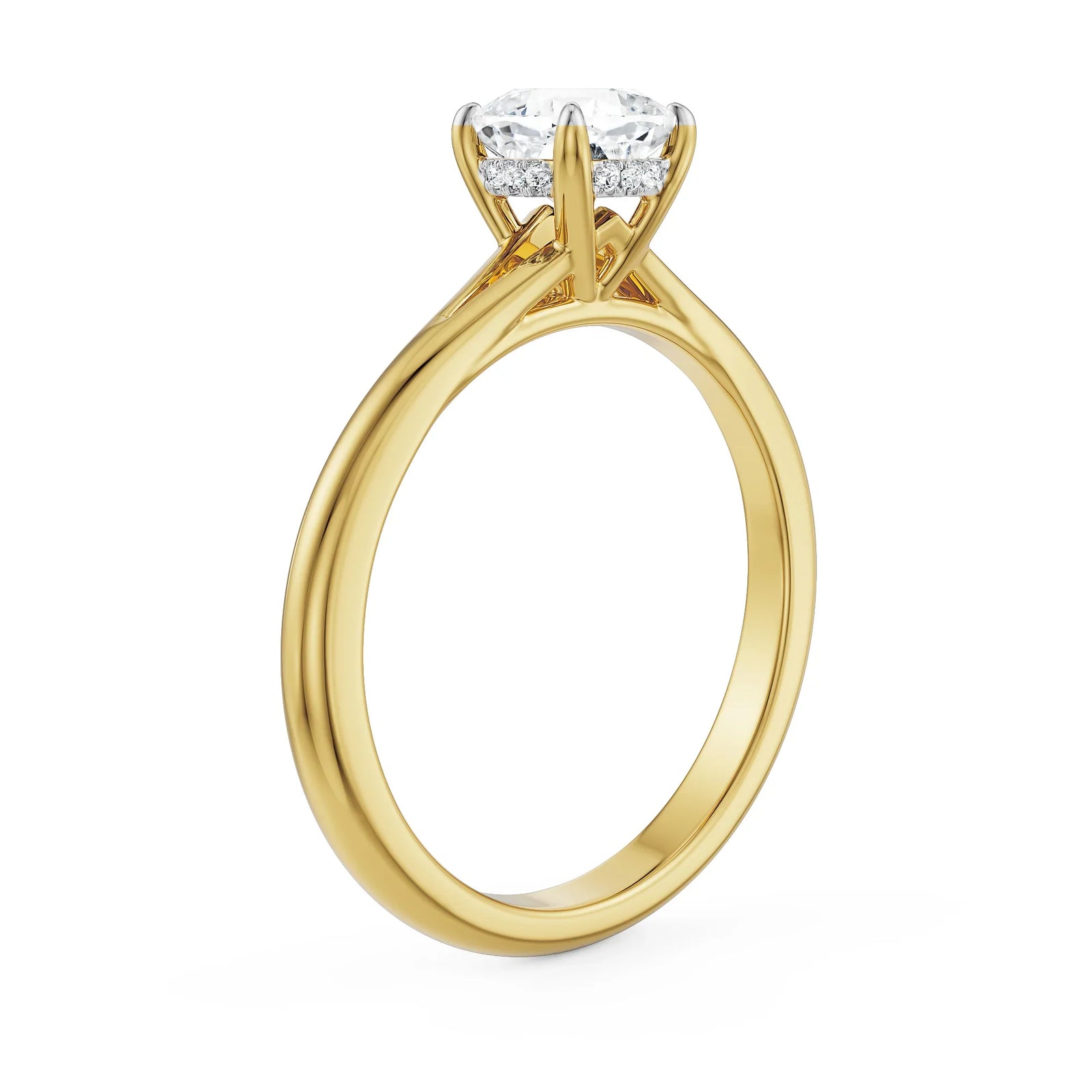 Classic Charm Cushion Cut Lab Diamond Ring - side view in 9KT