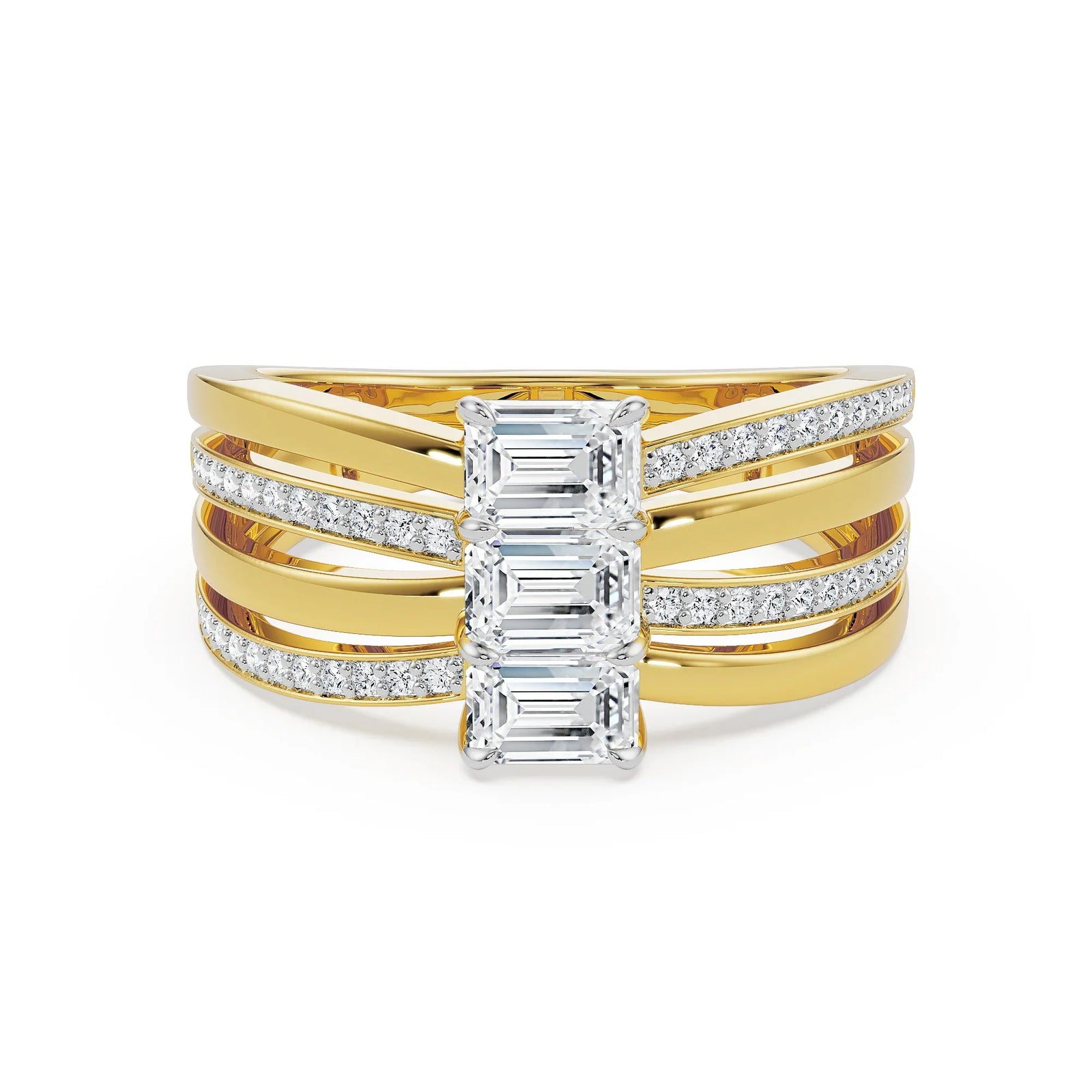 Ribbon Lab Grown Diamond Ring - front view in 9KT