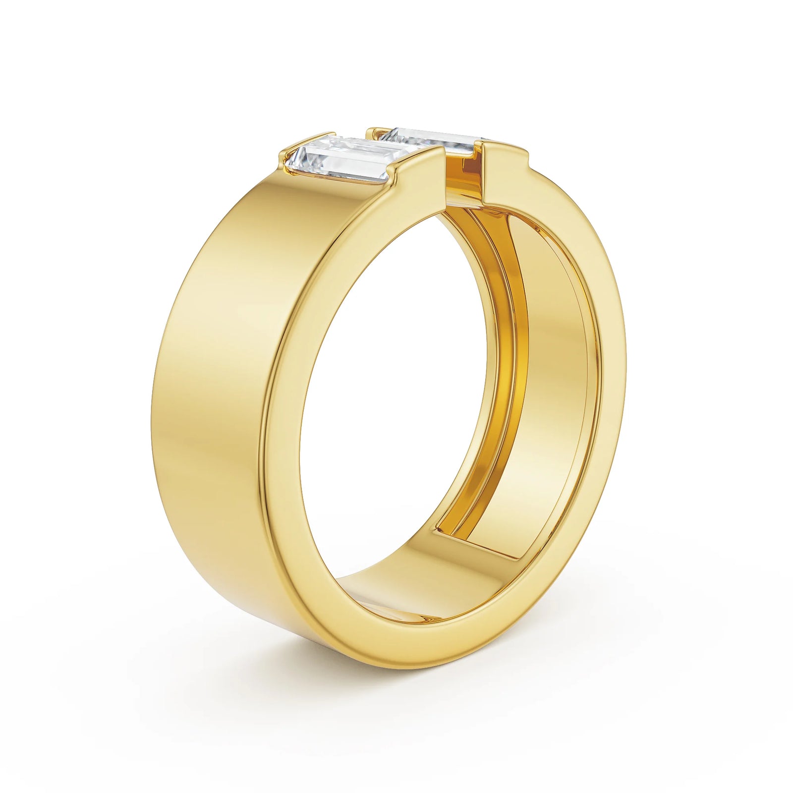 Baguette Lab Grown Diamond Open Ring - side view