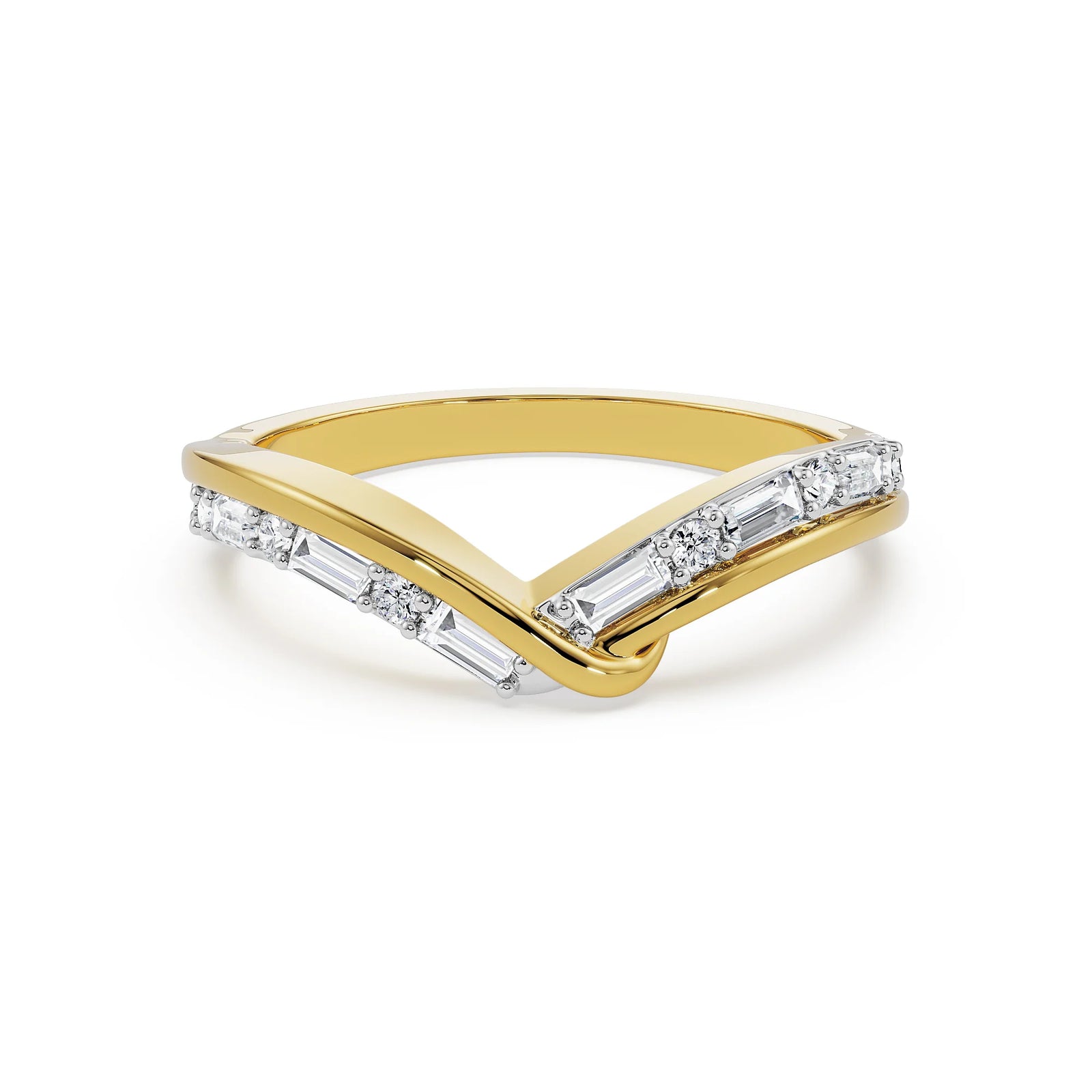 Chevron Baguette Lab Grown Diamond Band - front view